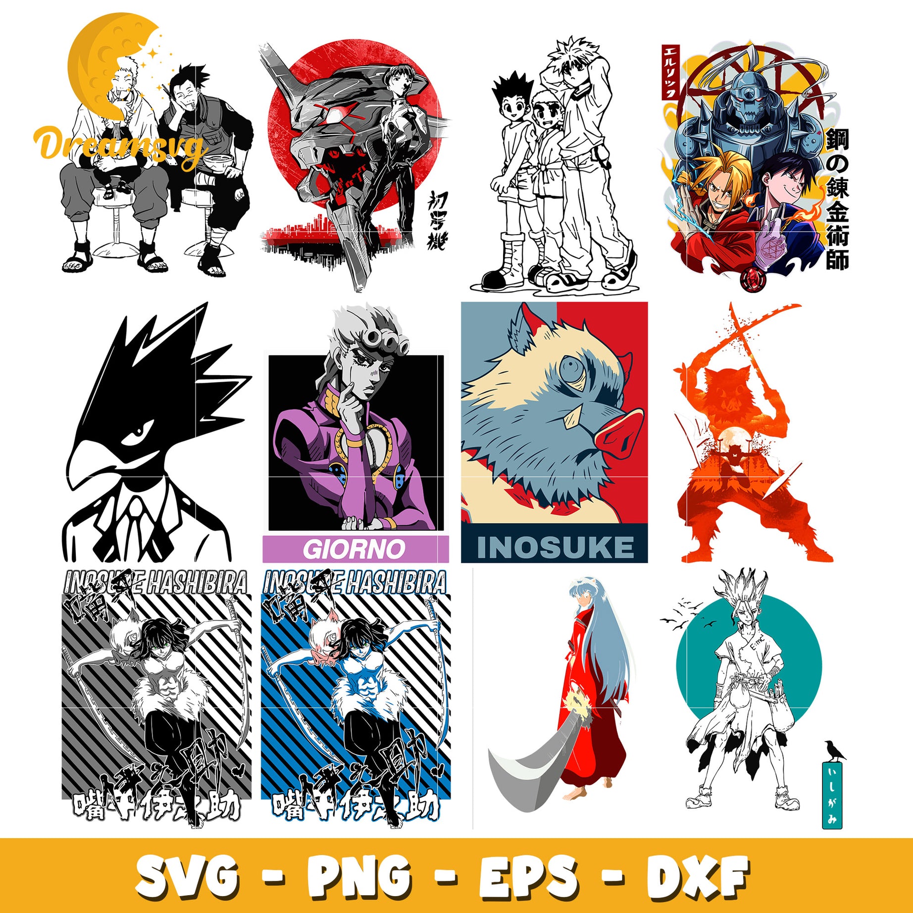 Inosuke hashibira anime bundle svg, popular anime characters​ svg