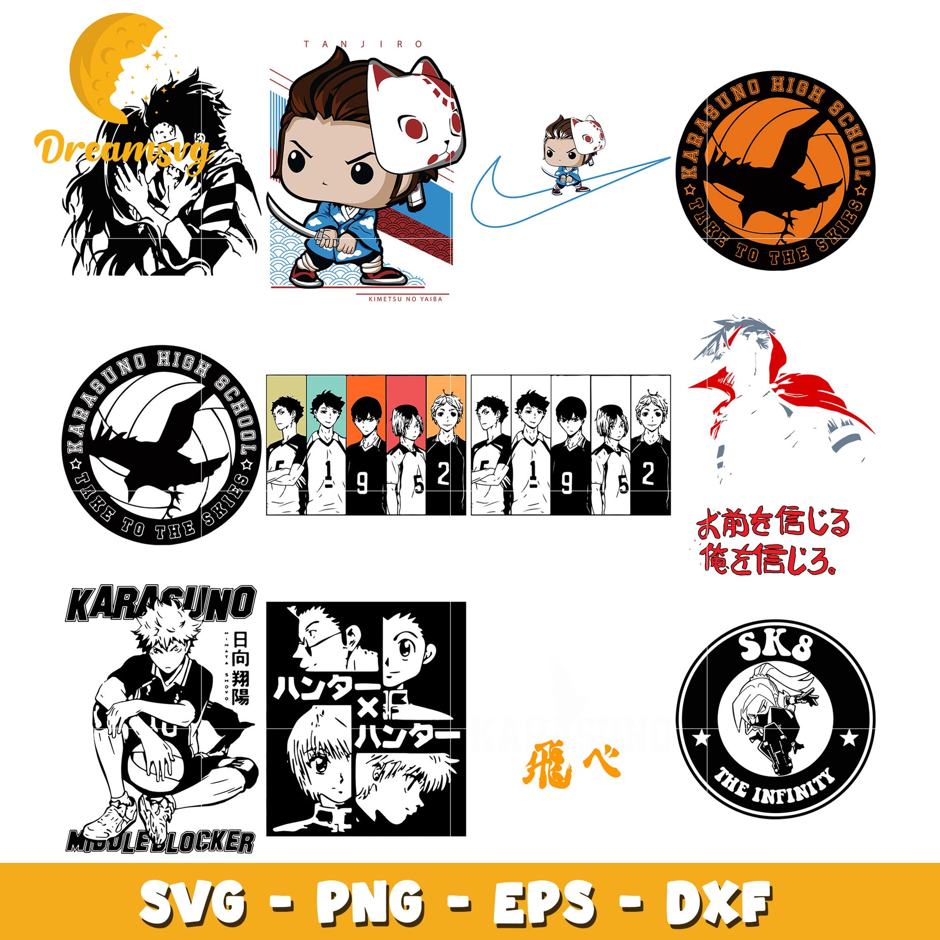 Haikyuu volleyball team anime bundle svg, haikyuu anime​ svg