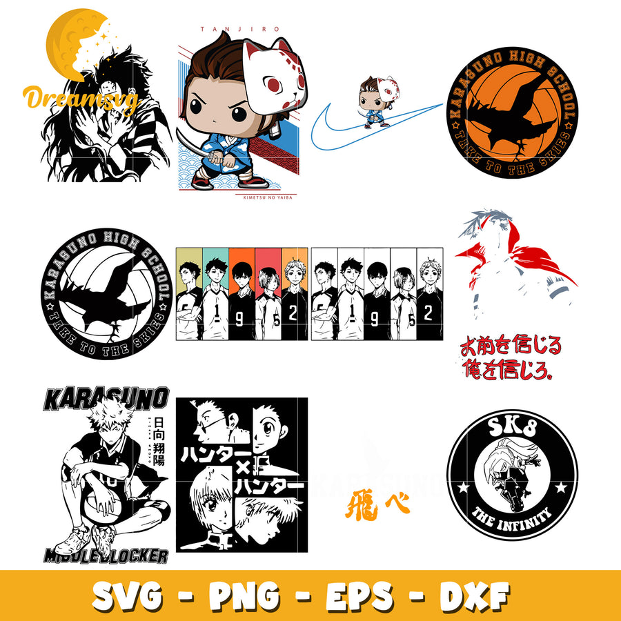 Haikyuu volleyball team anime bundle svg, haikyuu anime​ svg