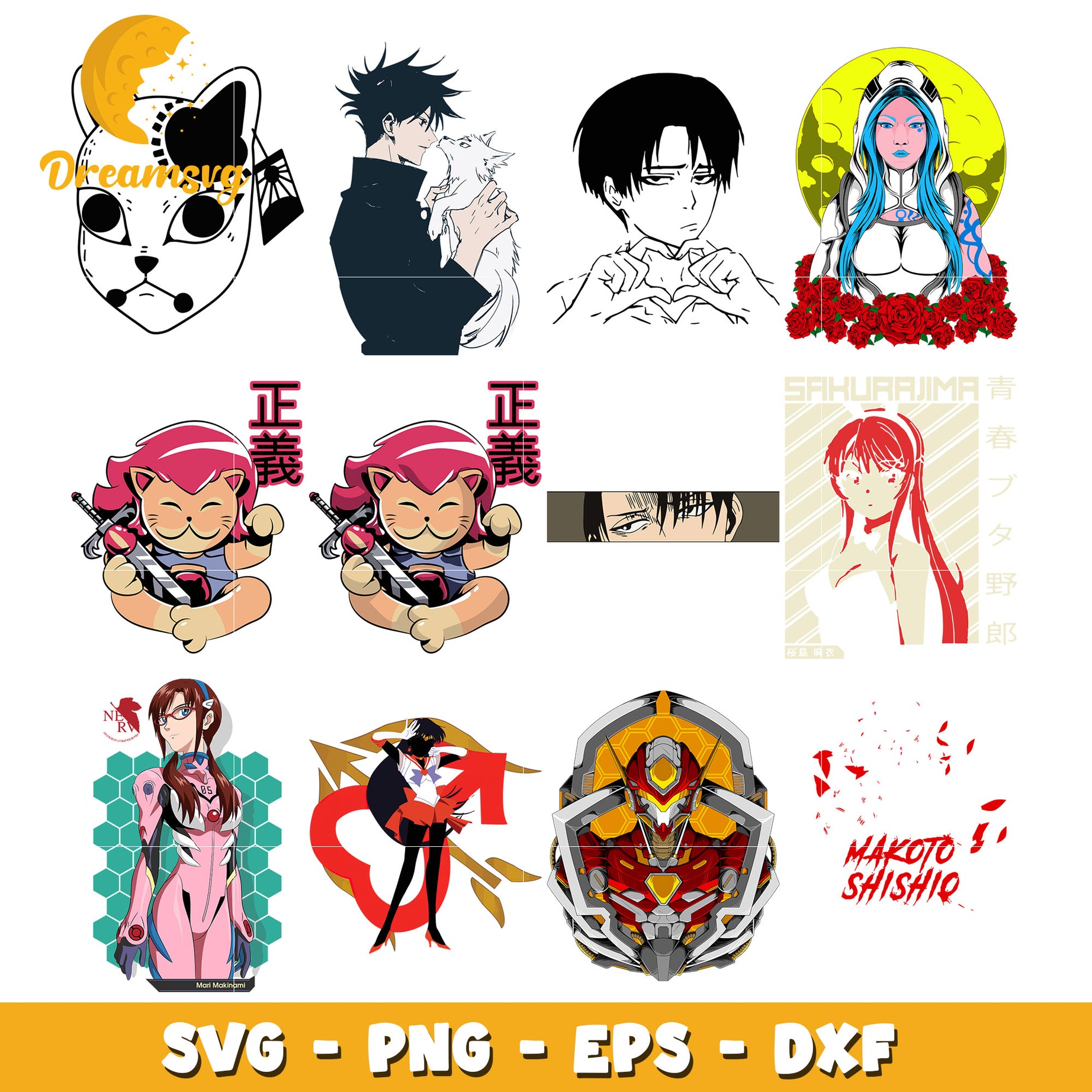 Anime popular characters bundle svg, anime characters​ svg