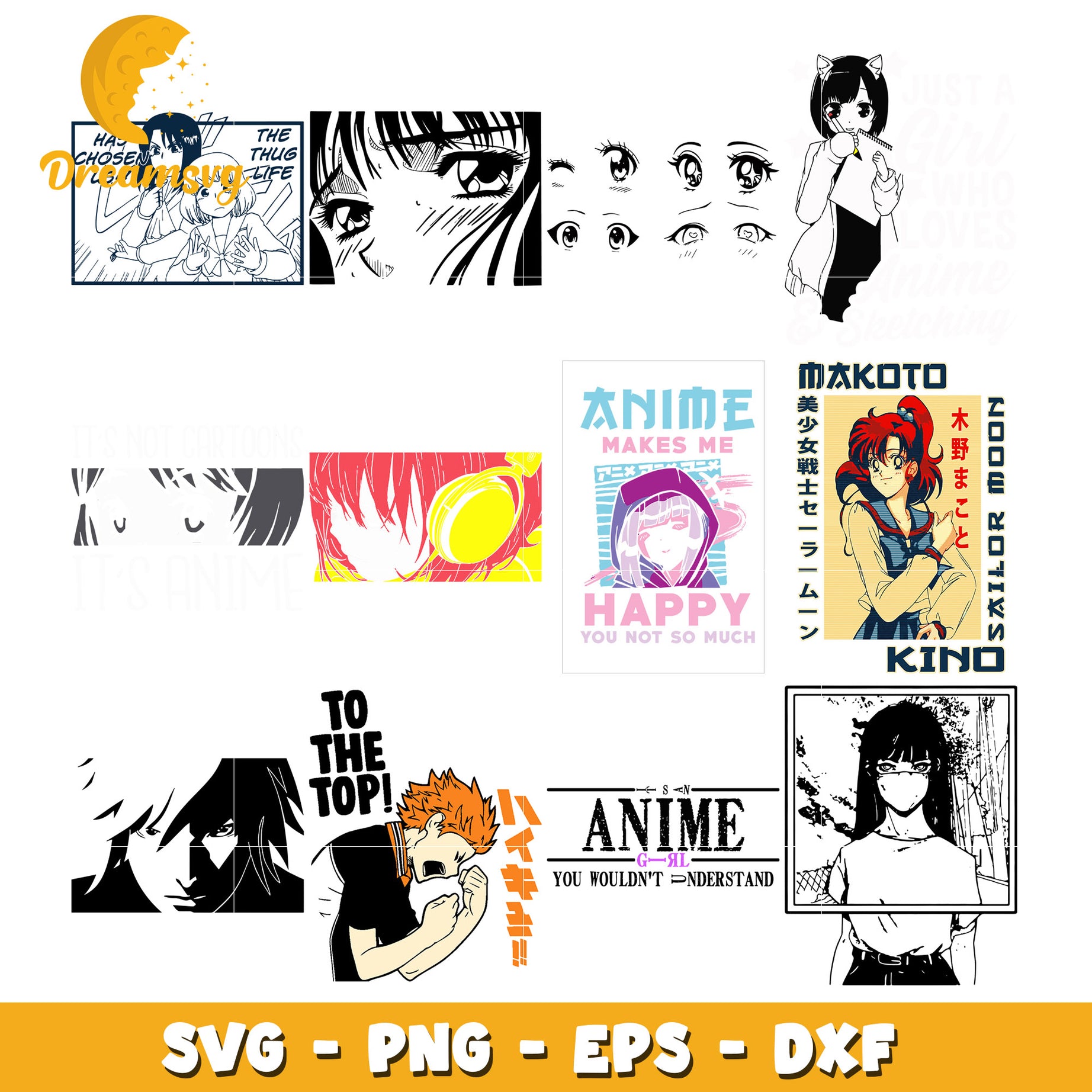 Anime make me happy bundle design svg, anime character​ svg