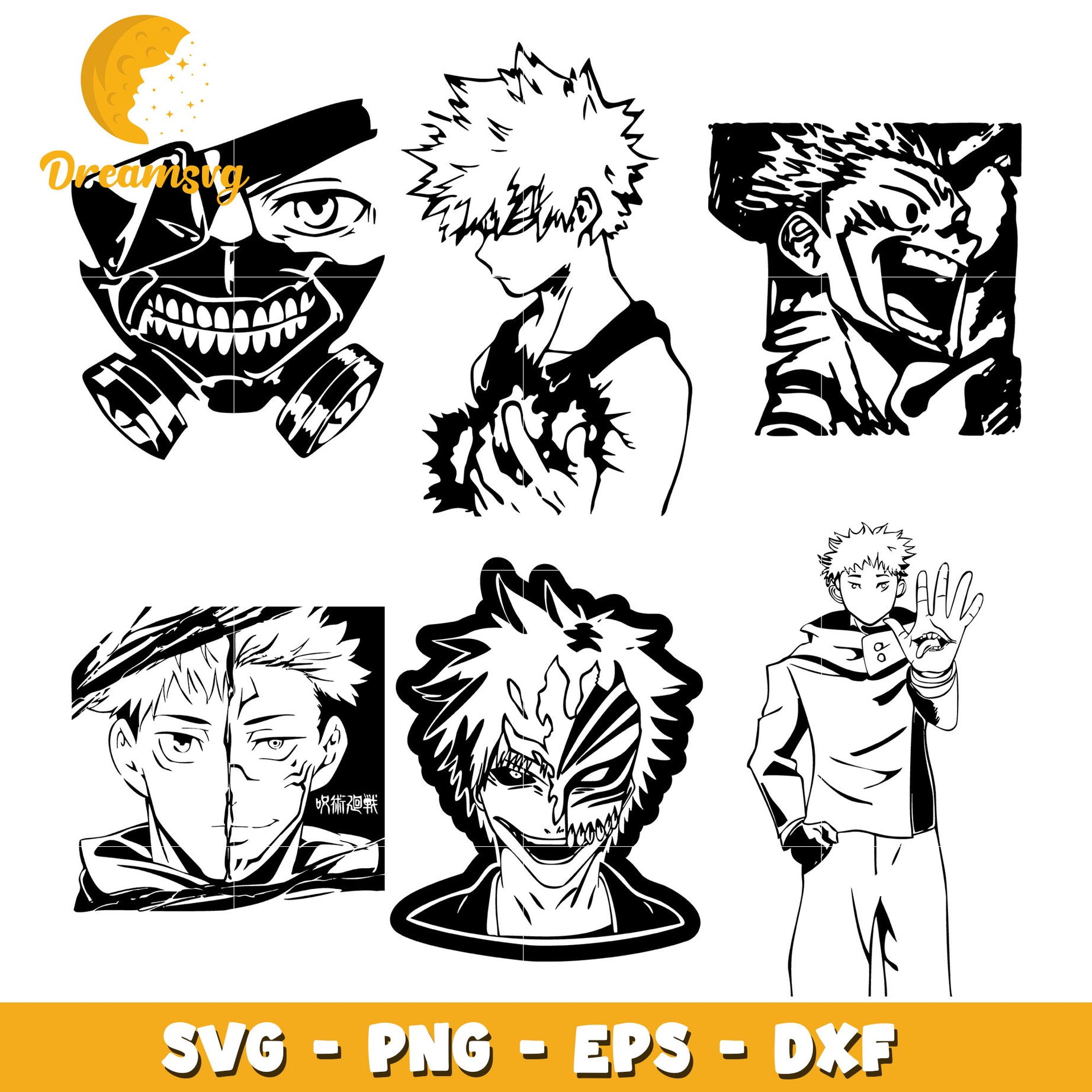 Kaneki ken mask black white bundle svg, anime popular characters svg