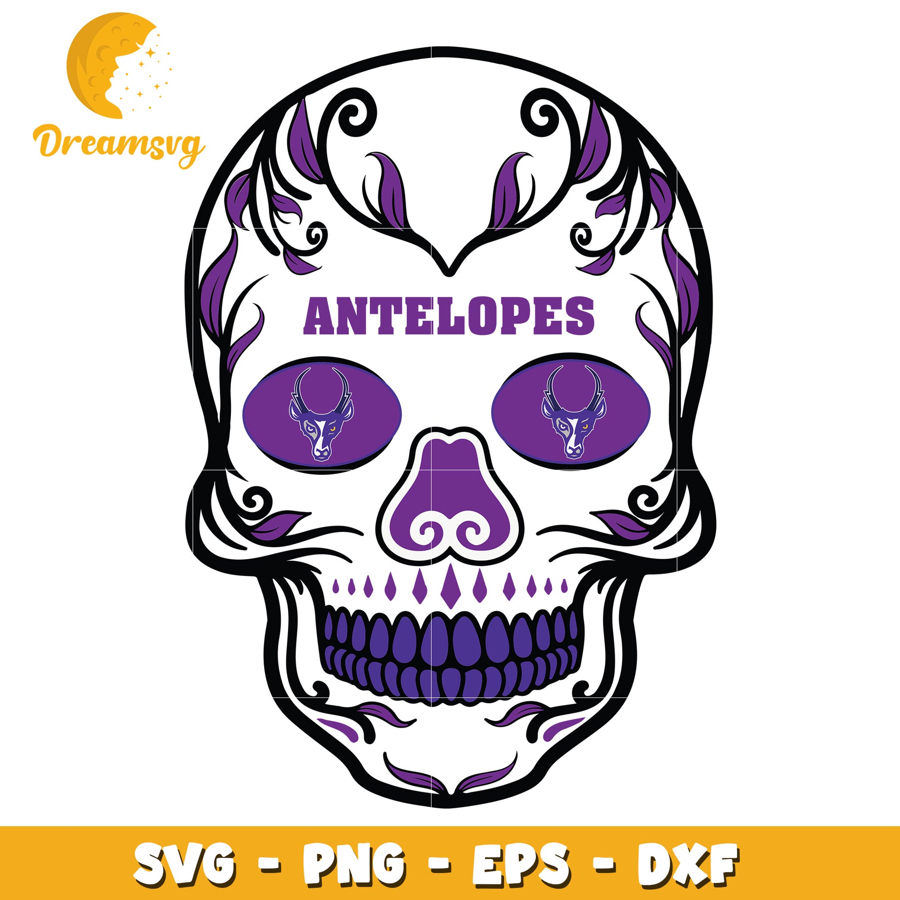Antelope Sugar Skull SVG PNG EPS DXF