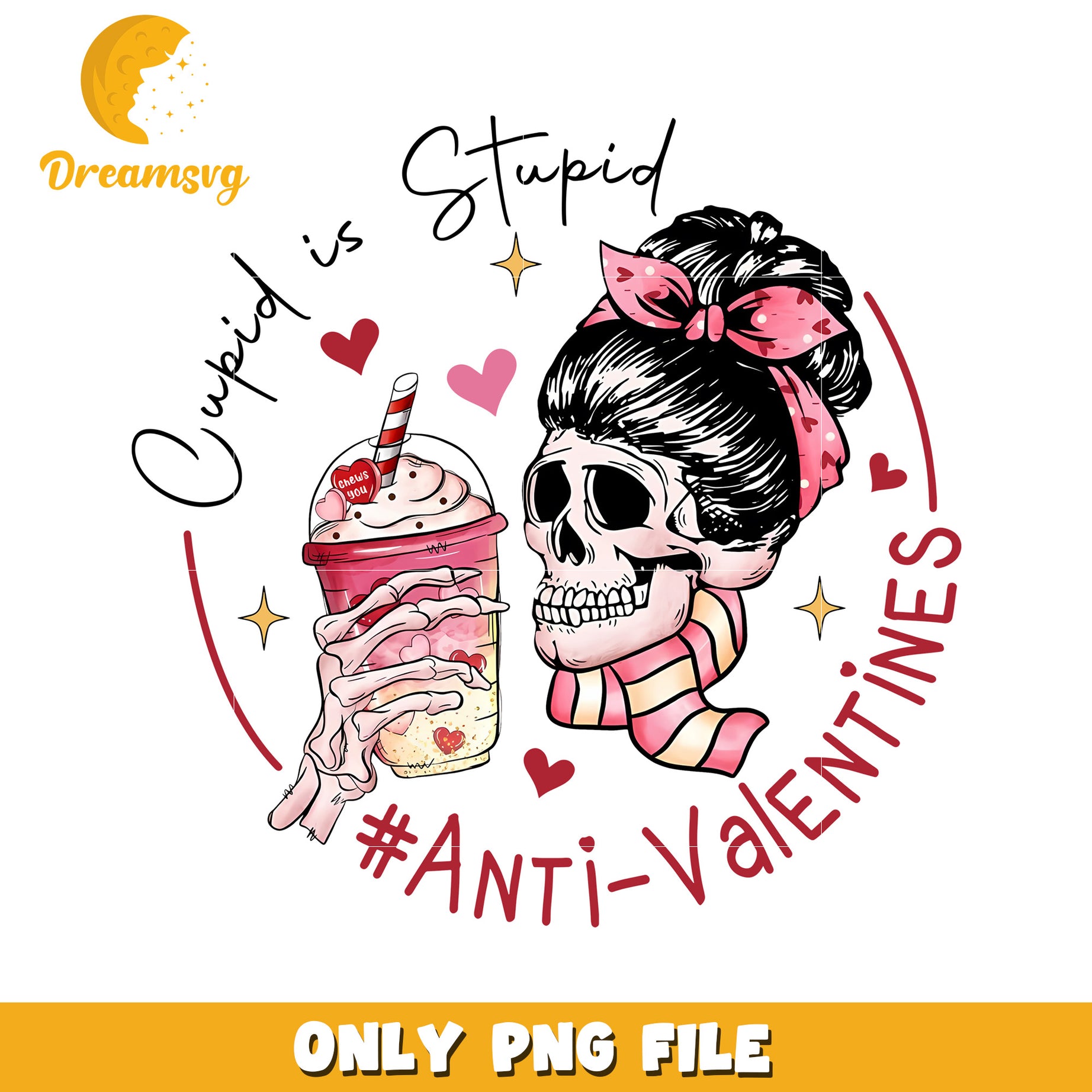 Anti Valentines Day Skull PNG