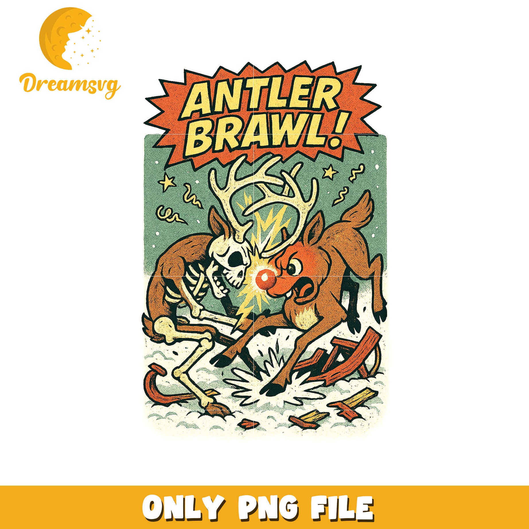 Antler brawl png, christmas design​​​ png, knitted art png
