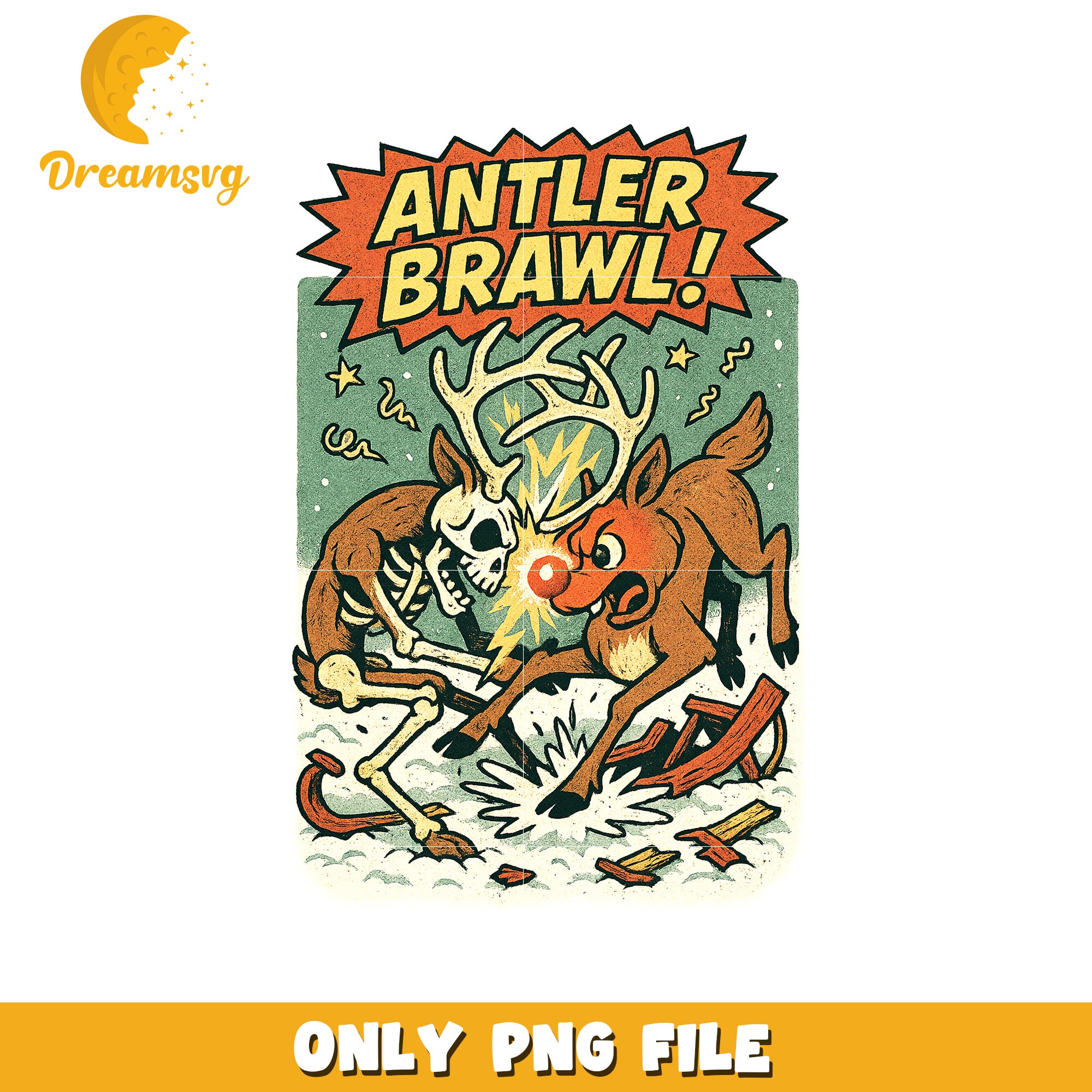 Antler brawl png, christmas design​​​ png, knitted art png