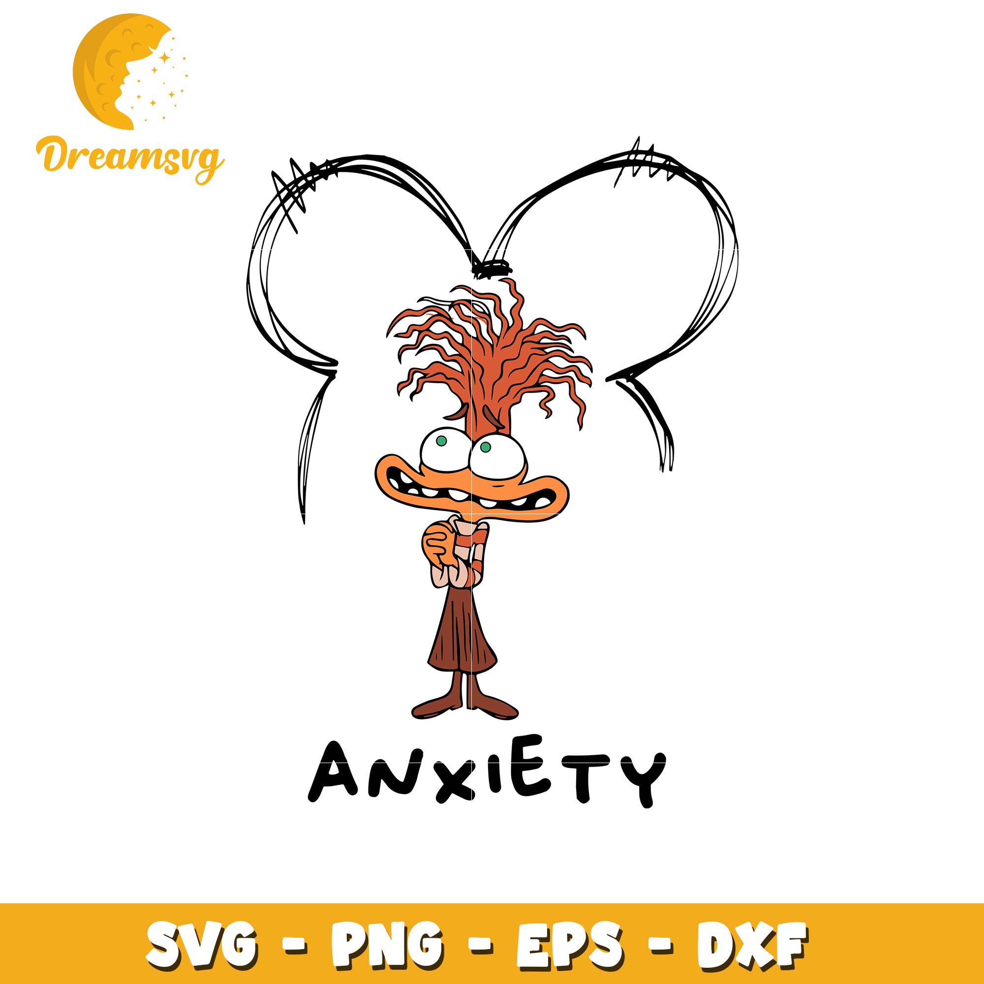 Anxiety inside out mickey ears svg, inside out svg, cartoon svg