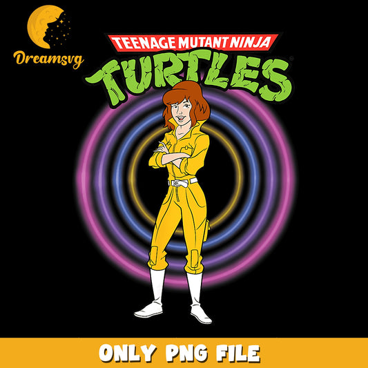 April O'Neil TMNT Yellow Jumpsuit PNG, Ninja Turtles, Retro PNG