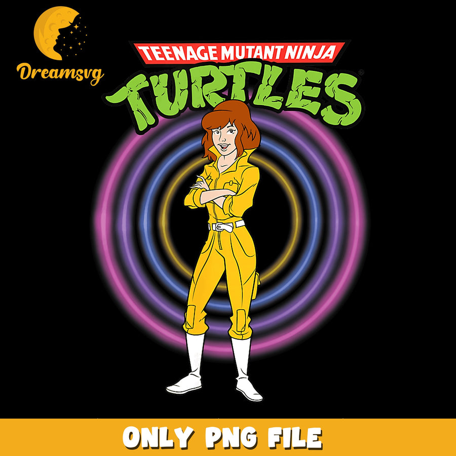 April O'Neil TMNT Yellow Jumpsuit PNG, Ninja Turtles, Retro PNG