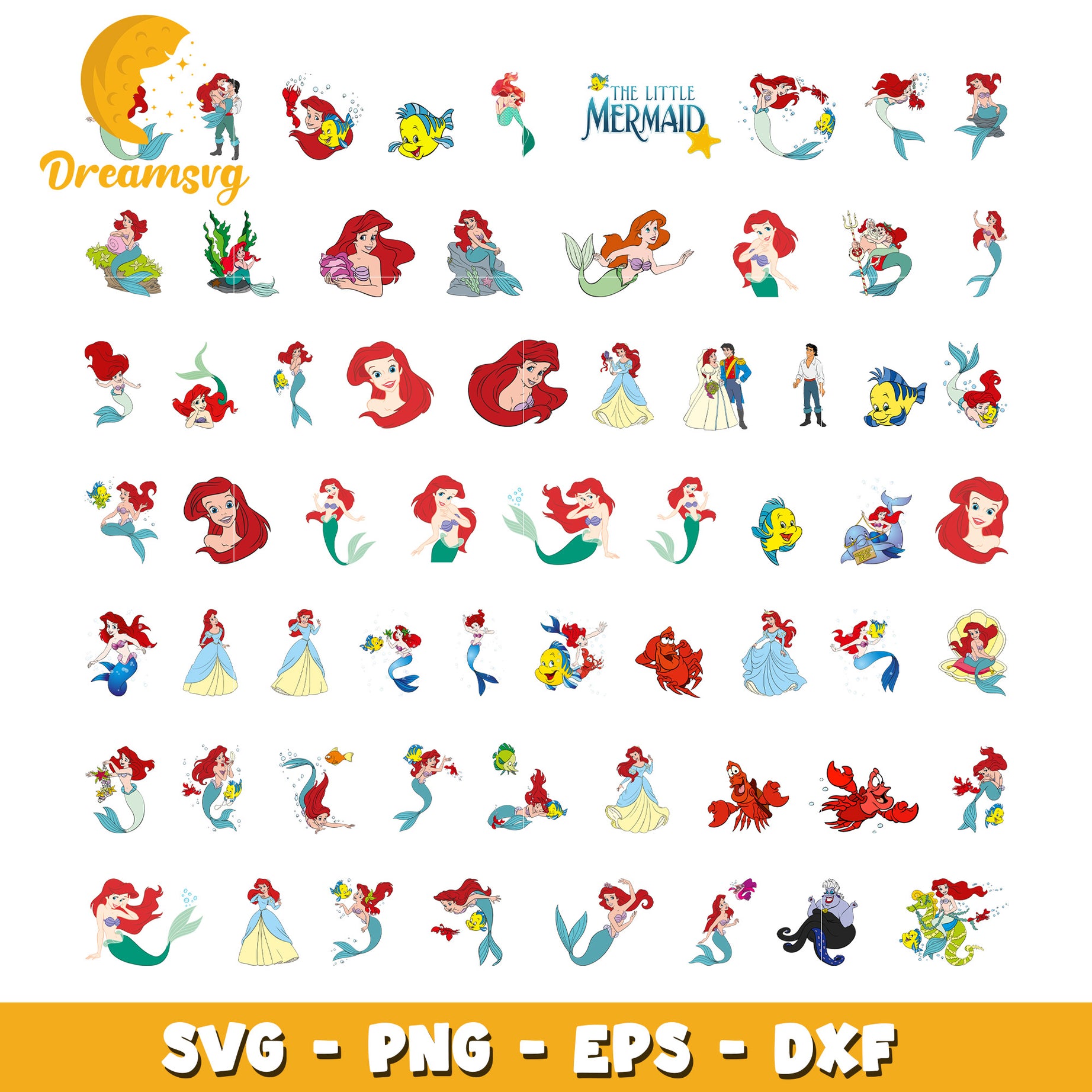 Disney ariel princess bundle svg, the little mermaid​ svg