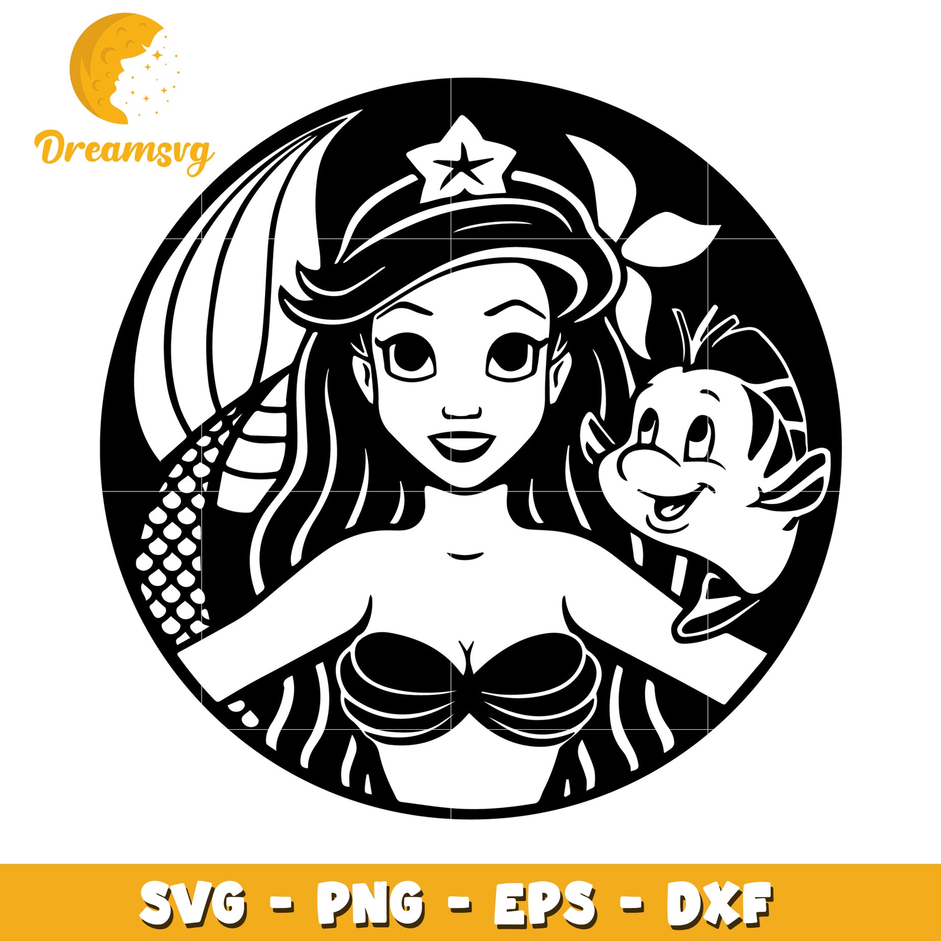 Ariel Mermaid SVG PNG EPS DXF Cut File