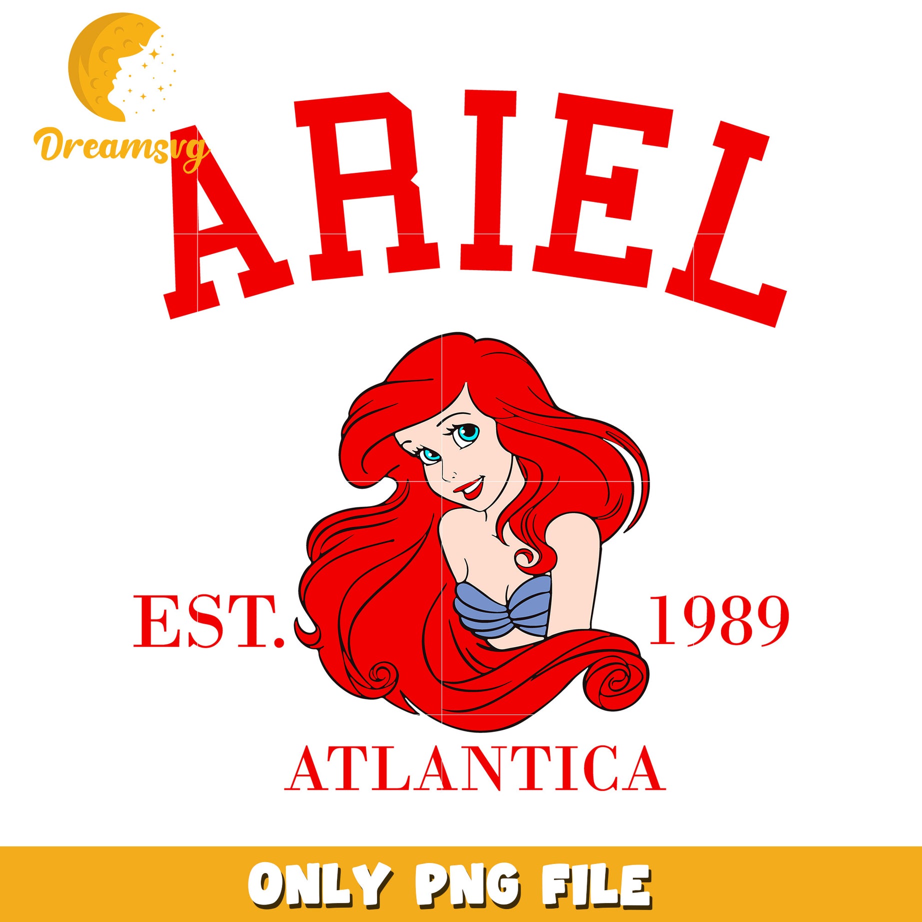 Ariel PNG Sublimation Design 1989