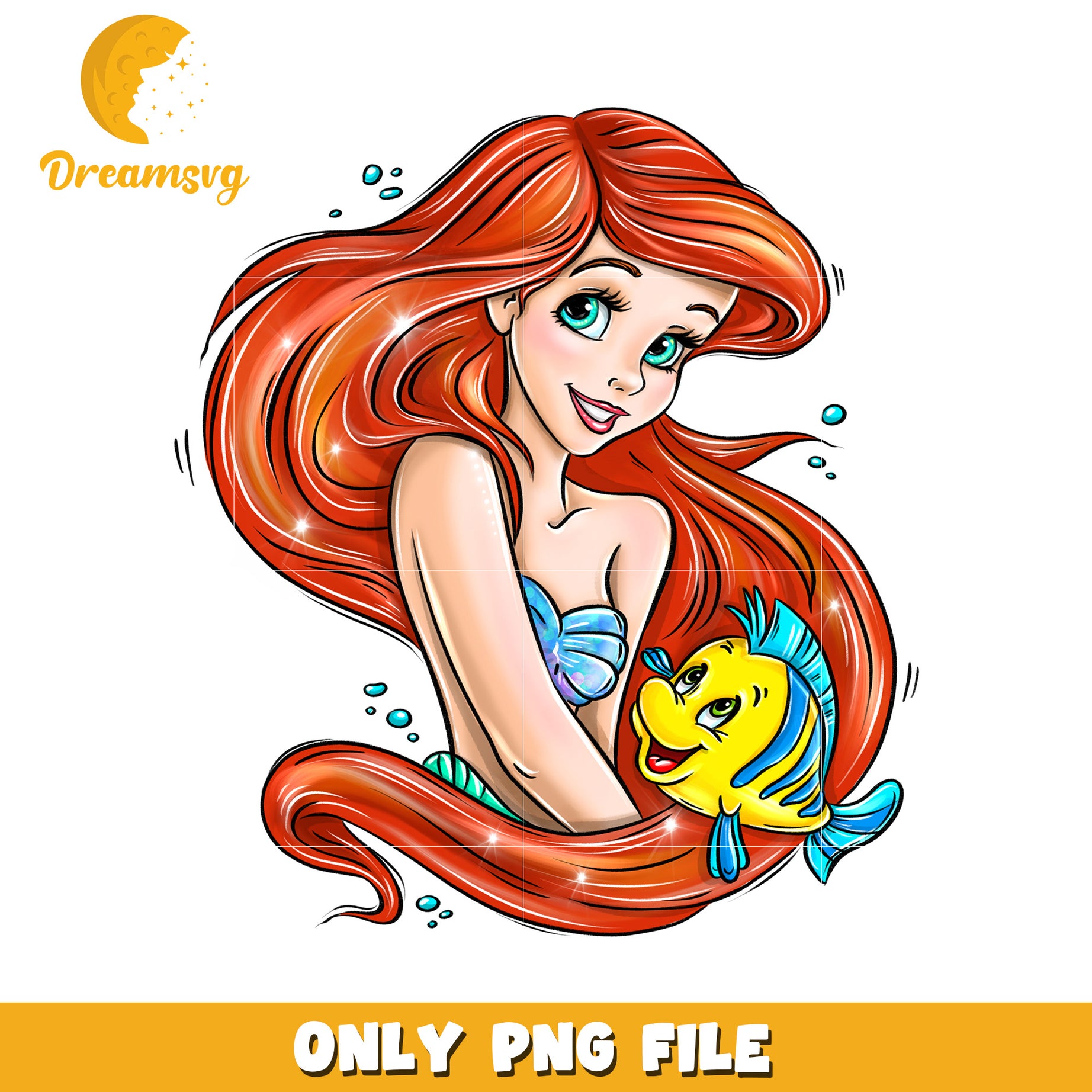 Ariel and Flounder PNG Cartoon Art for Kids Decor