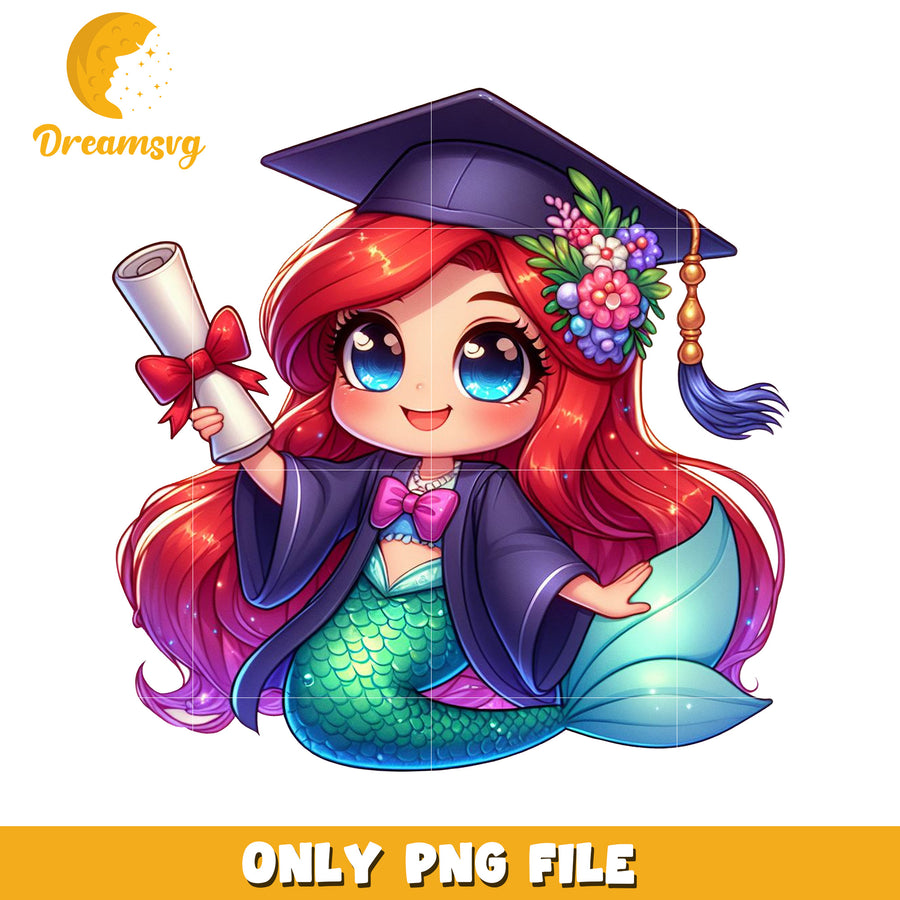 Ariel graduation  design png, little mermaid graduate png, disney princess png