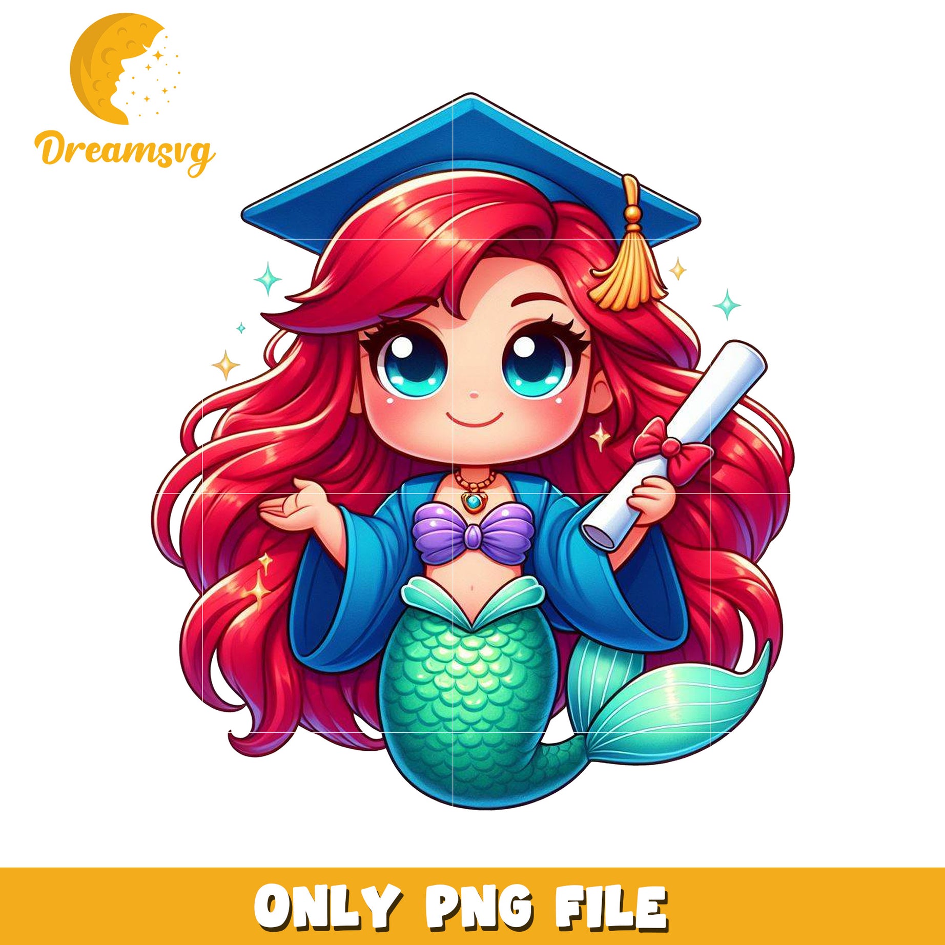 Ariel graduation png, little mermaid graduate png, disney princess png