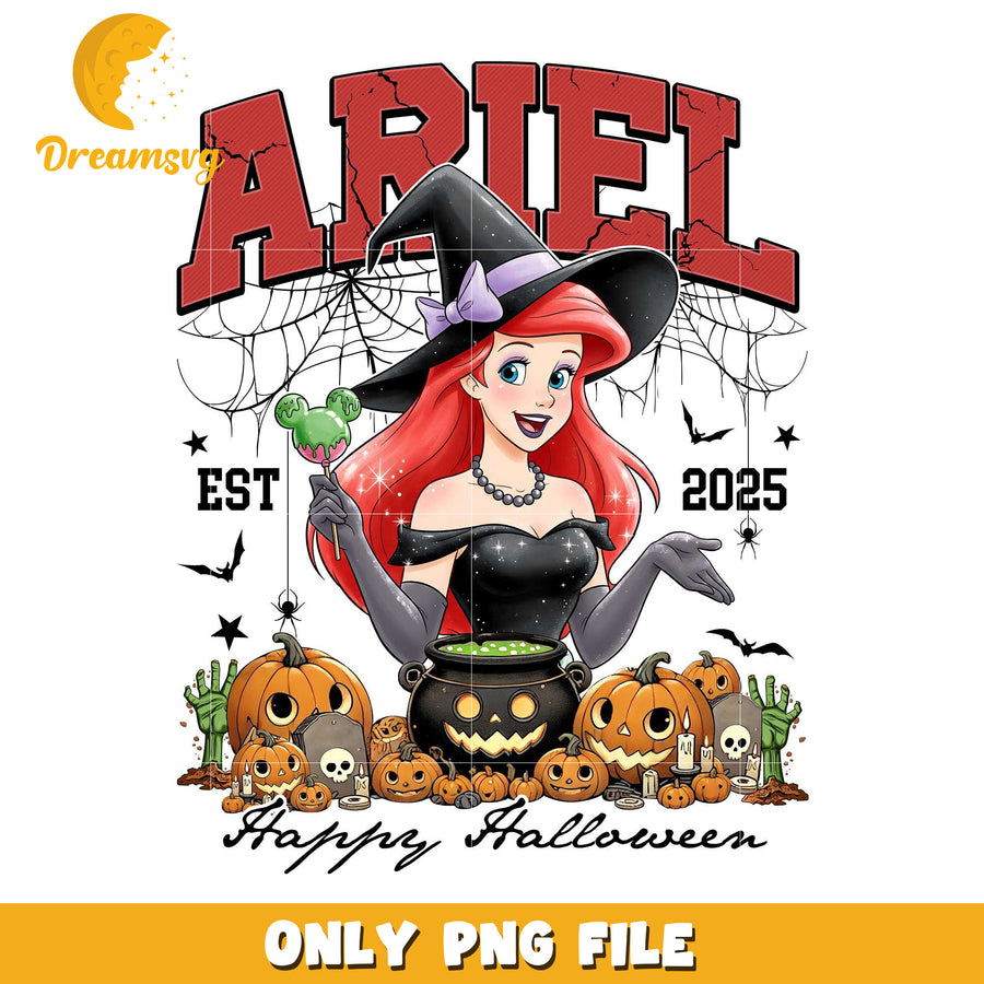Ariel happy halloween png, halloween ​​candy png, disney princess png