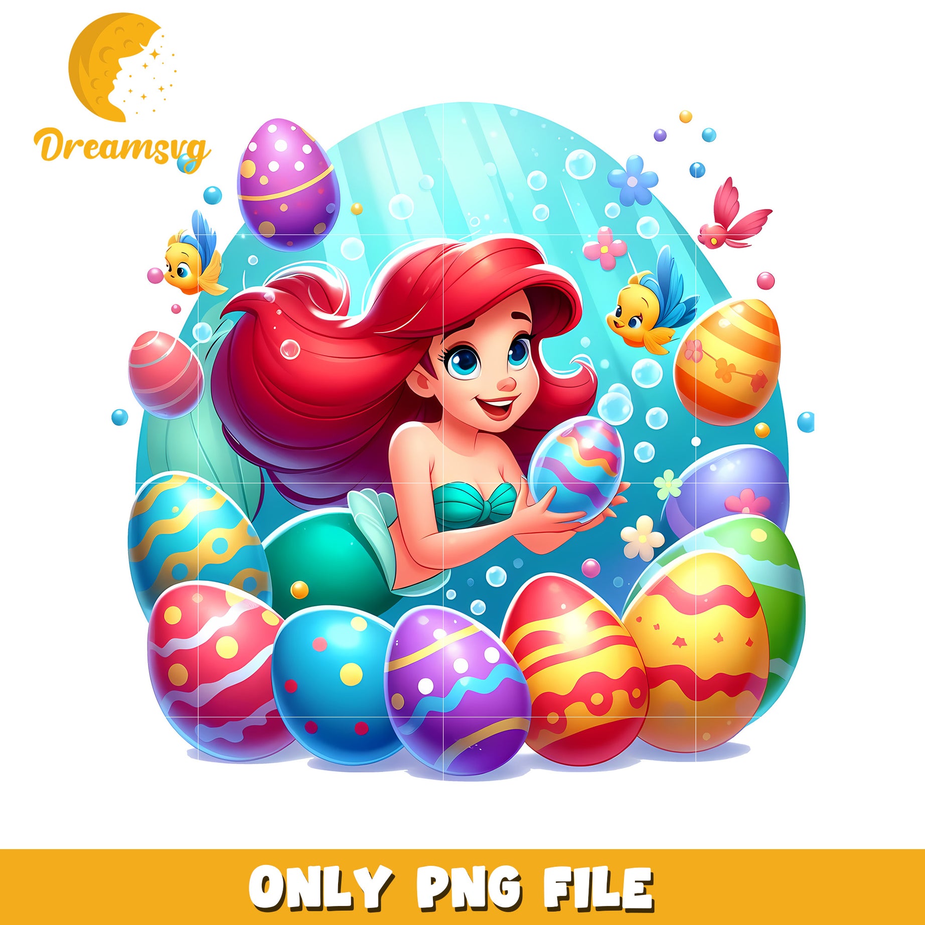 Ariel princess and easter eggs png, princess png, easter day png