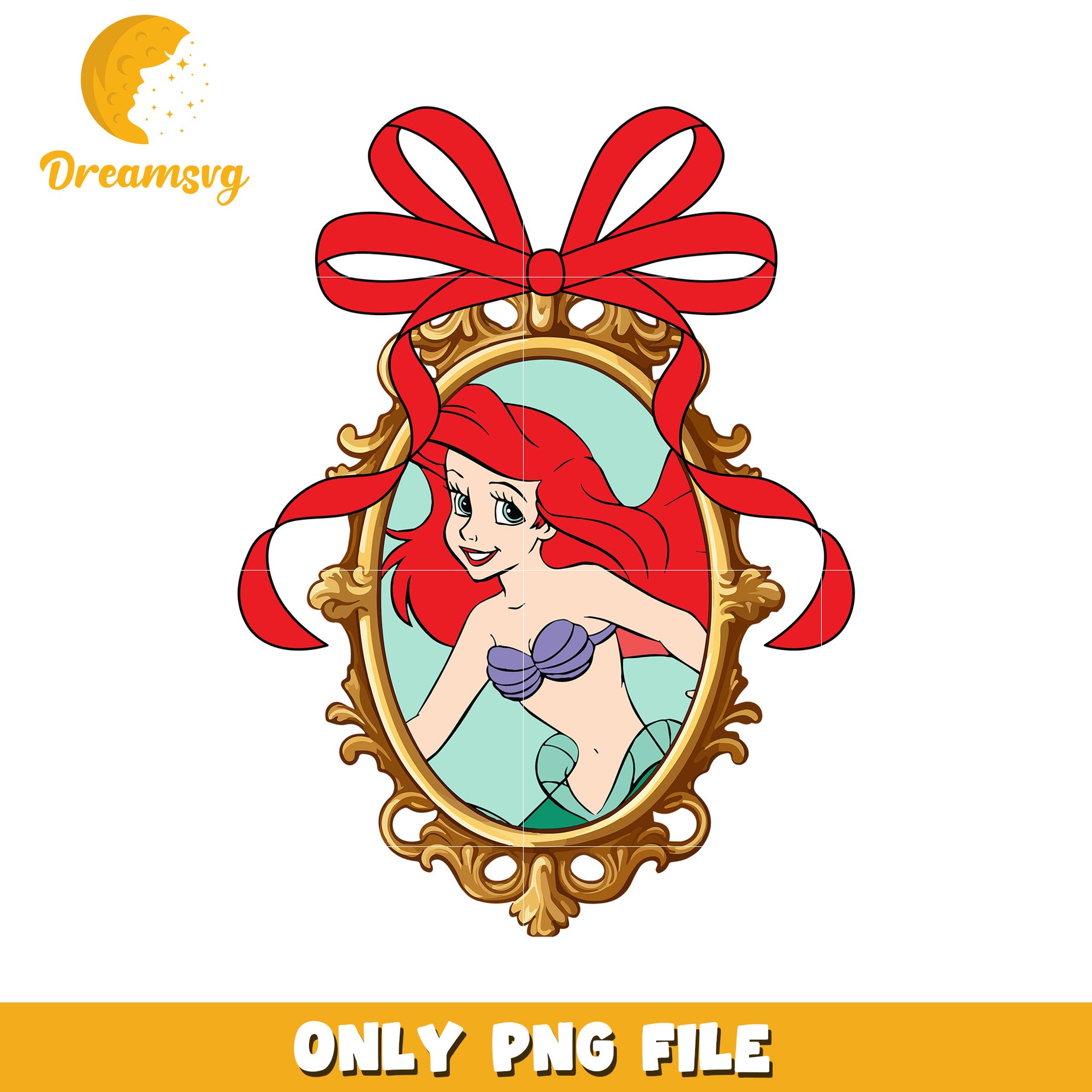 Ariel princess picture frame with bowtie png, beautifull princess png, disneyland png