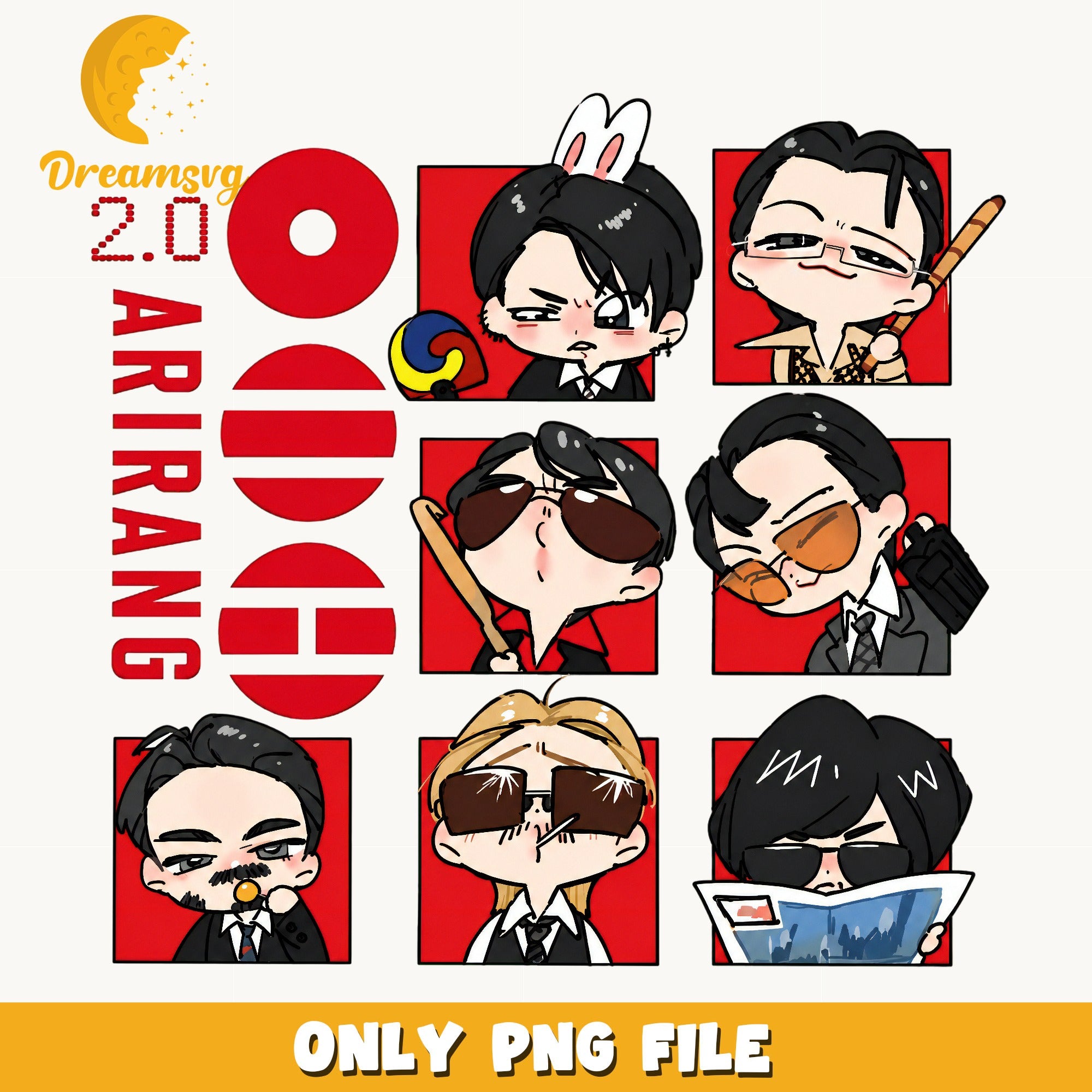Arirang Chibi Characters Bundle PNG, Kpop Chibi PNG, Korean PNG