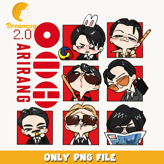 Arirang Chibi Characters Bundle PNG, Kpop Chibi PNG, Korean PNG