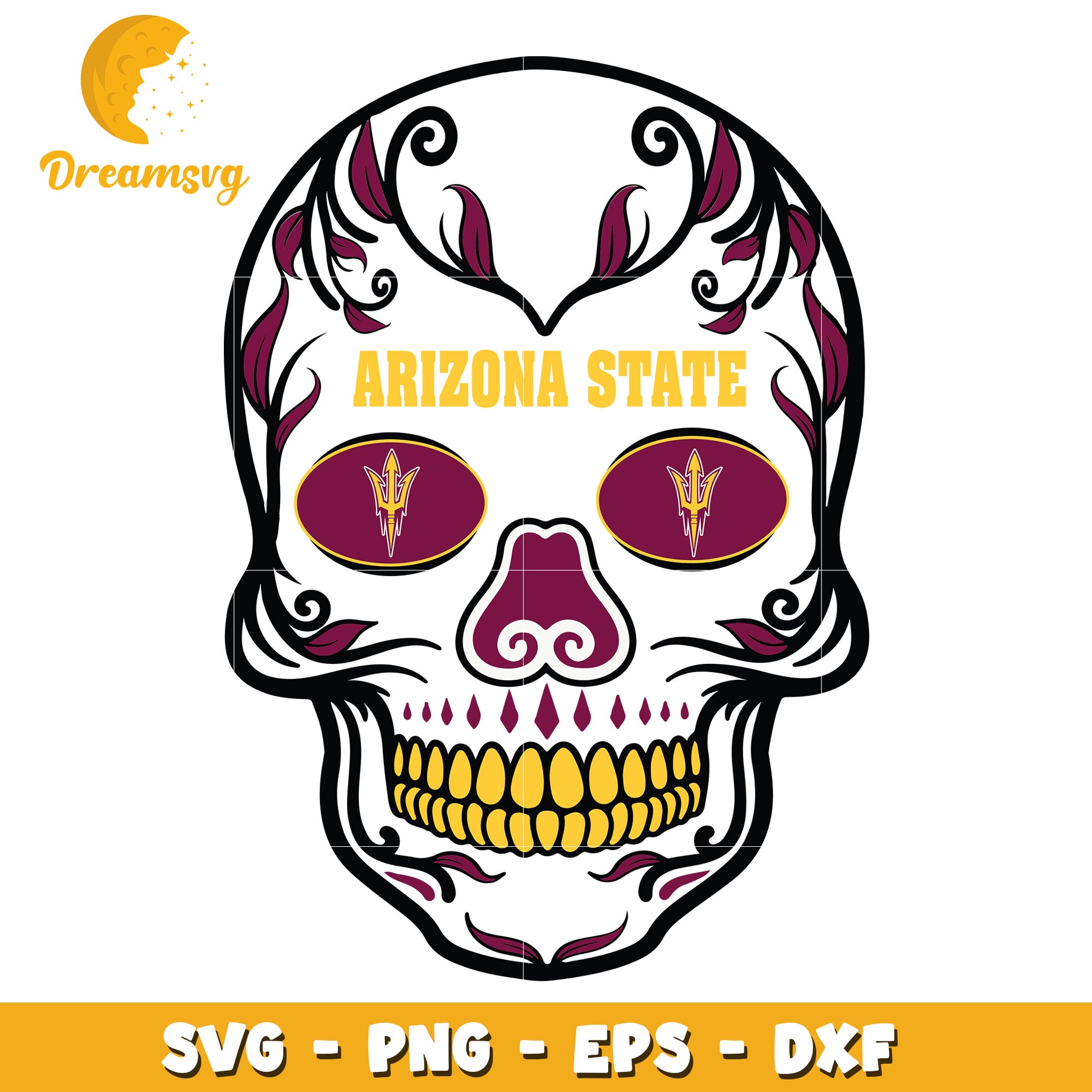 Arizona State Sugar Skull SVG PNG EPS DXF