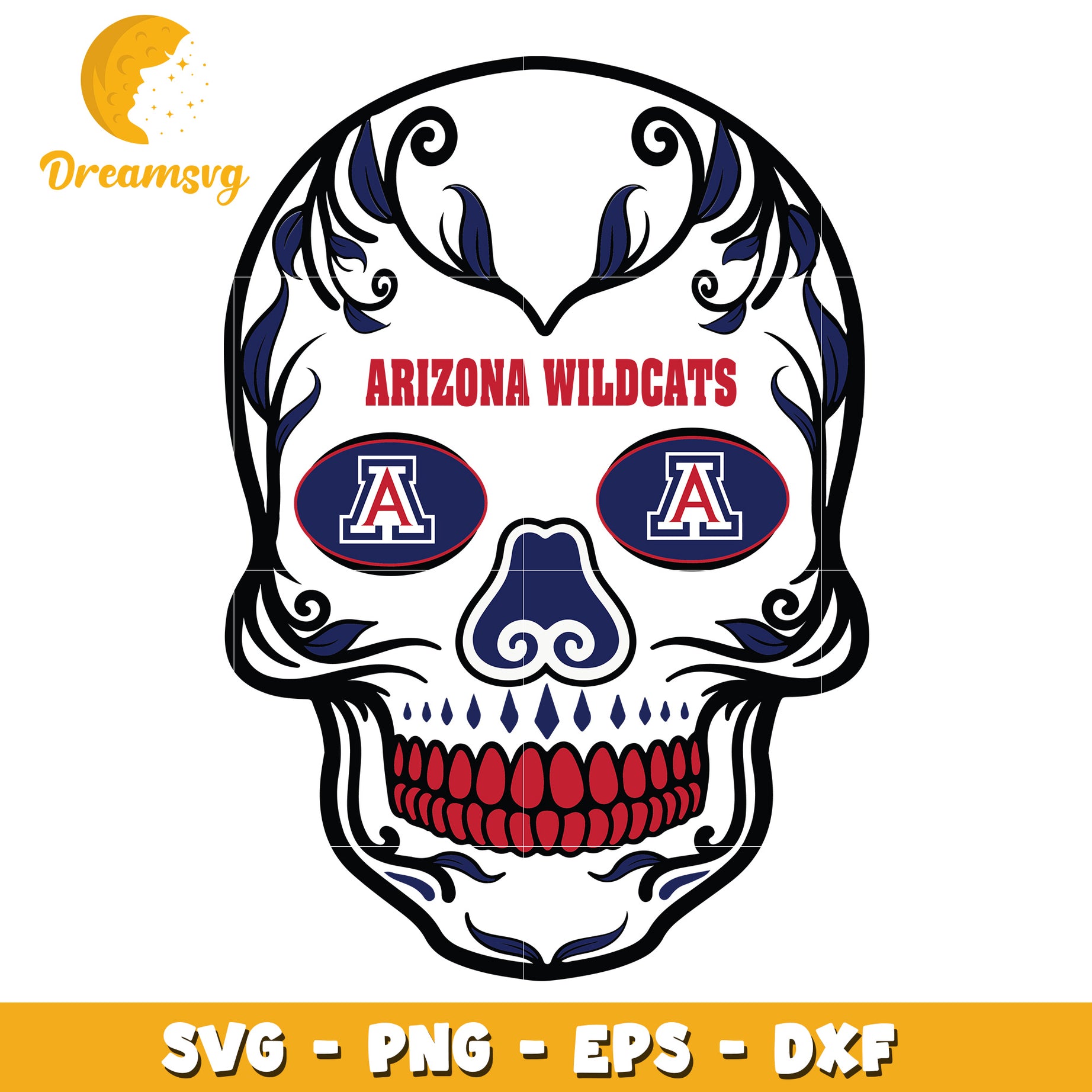 Arizona Wildcats Sugar Skull SVG PNG EPS DXF