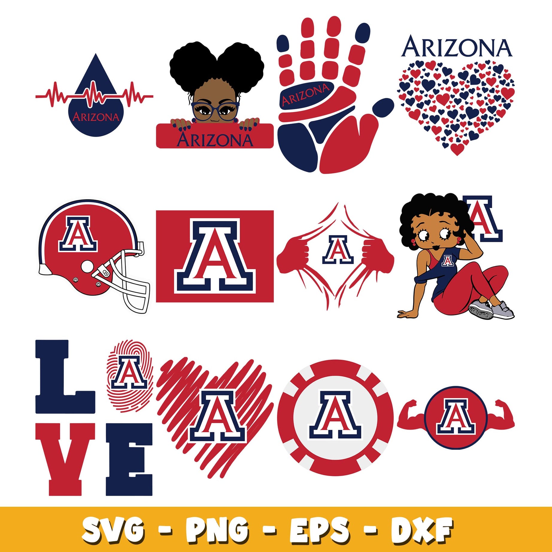 Love Arizona Wildcats bundle svg, Arizona Wildcats logo svg, ncaa svg  