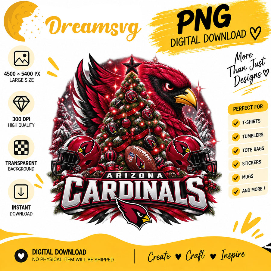Arizona Cardinals Christmas PNG, Cute Craft Clipart v3