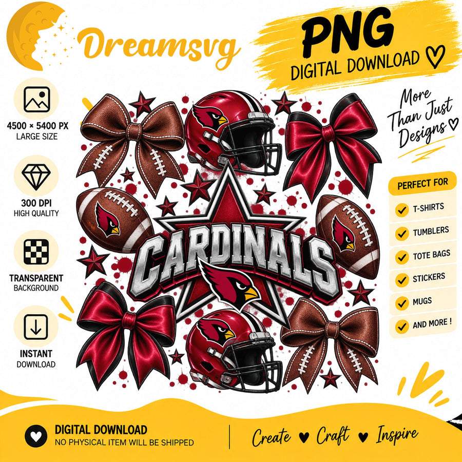 Arizona Cardinals Coquette Bow Football Helmet Stars PNG