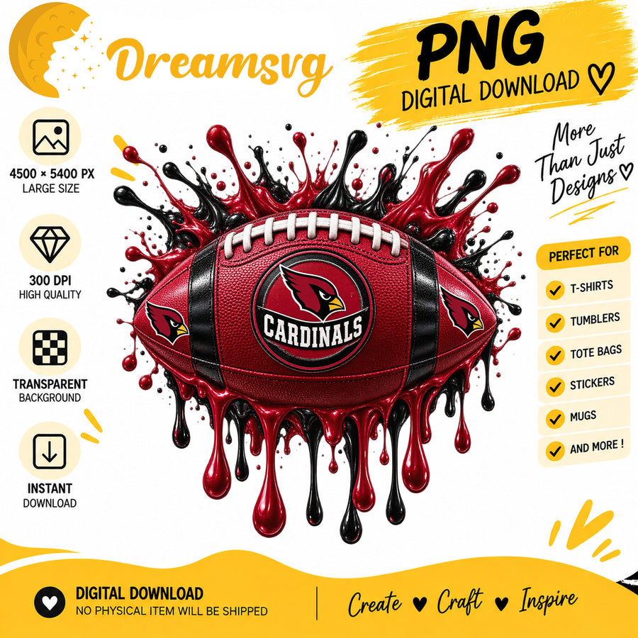 Arizona Cardinals Dripping Paint Splash Football PNG