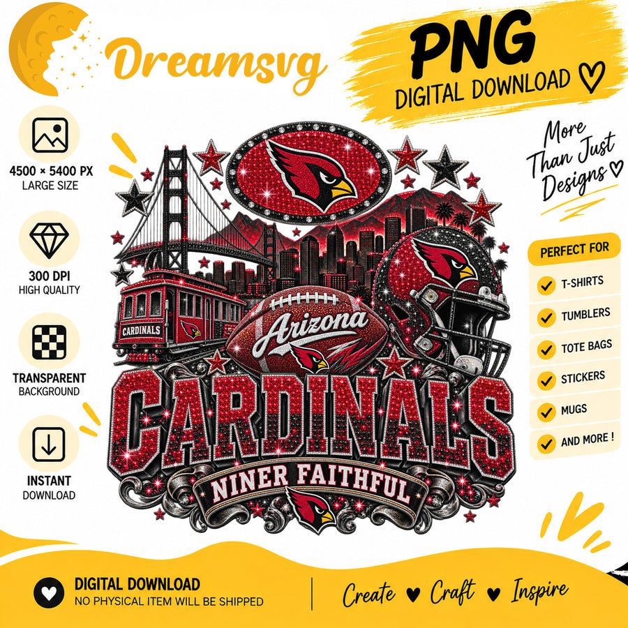 Arizona Cardinals Niner Faithful Glitter Football City PNG