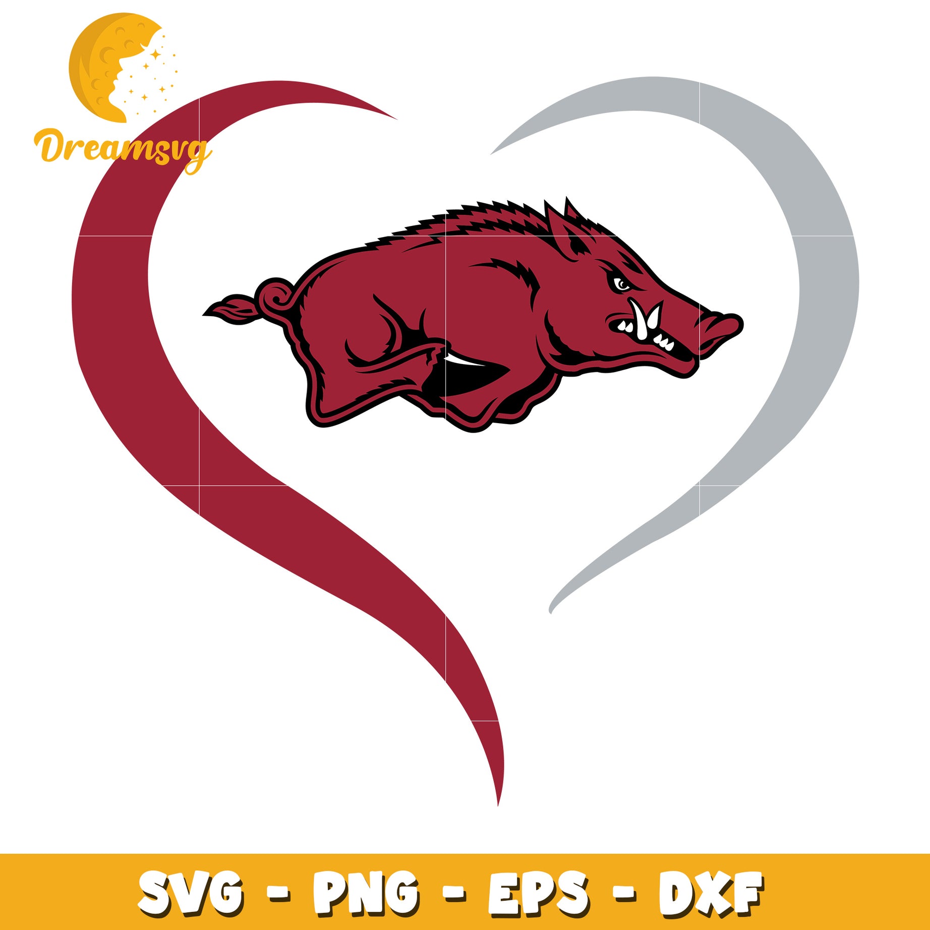 Arkansas Razorback Heart SVG PNG EPS DXF