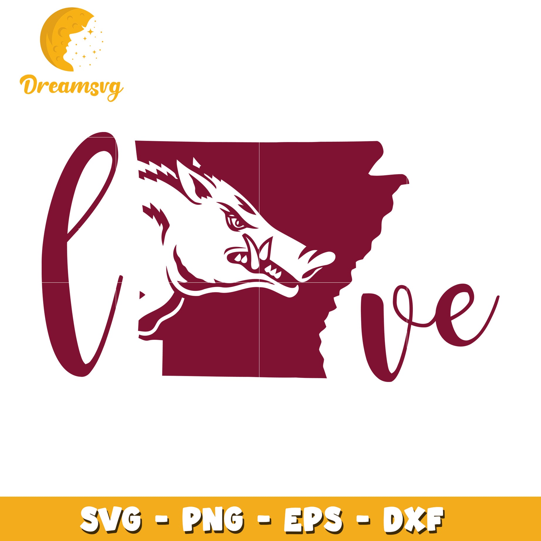 Arkansas Razorback Love SVG Cut File