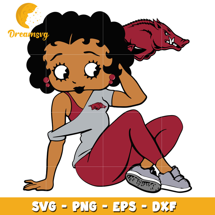 Arkansas Razorbacks Betty Boop SVG PNG EPS DXF