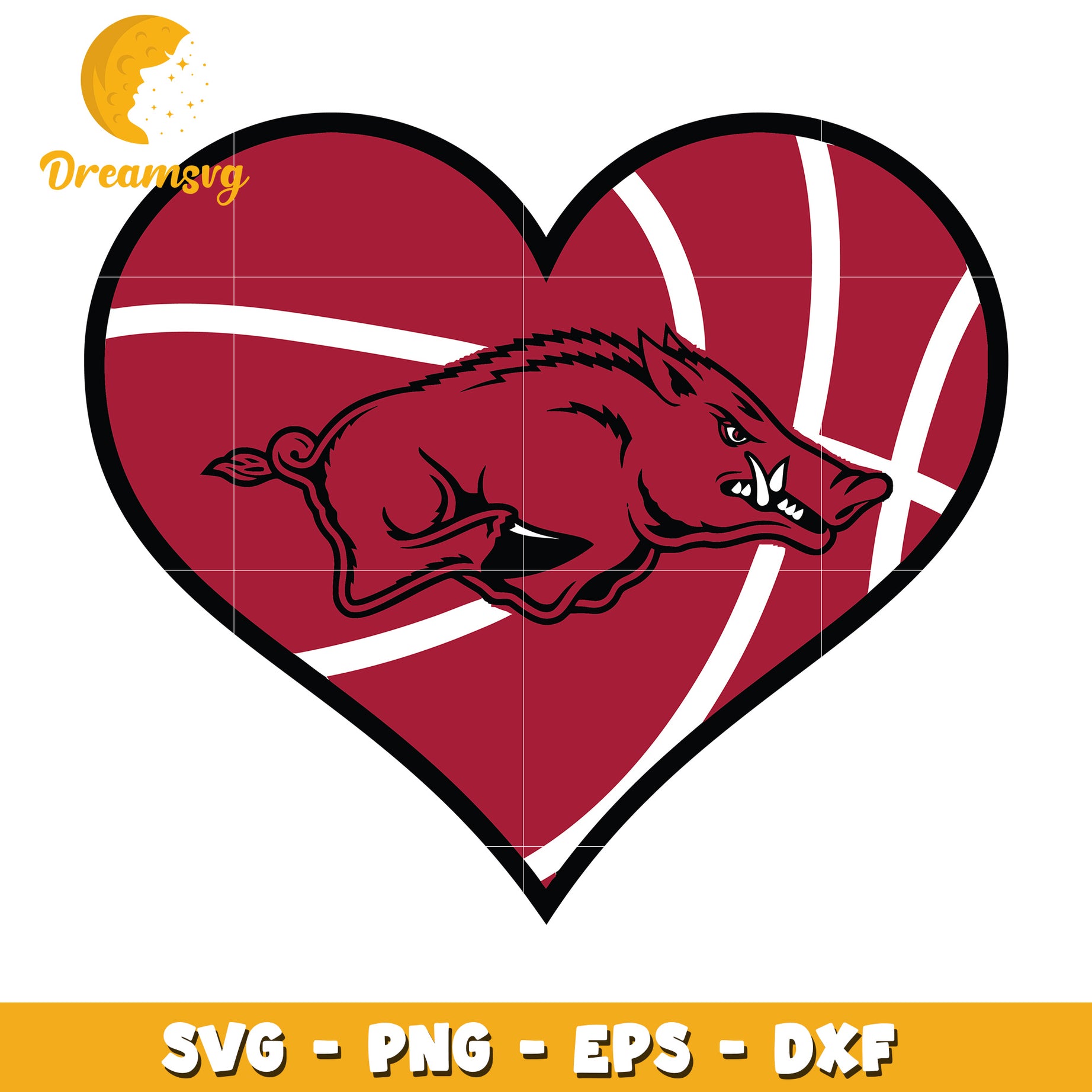 Arkansas Razorbacks Heart SVG PNG EPS DXF