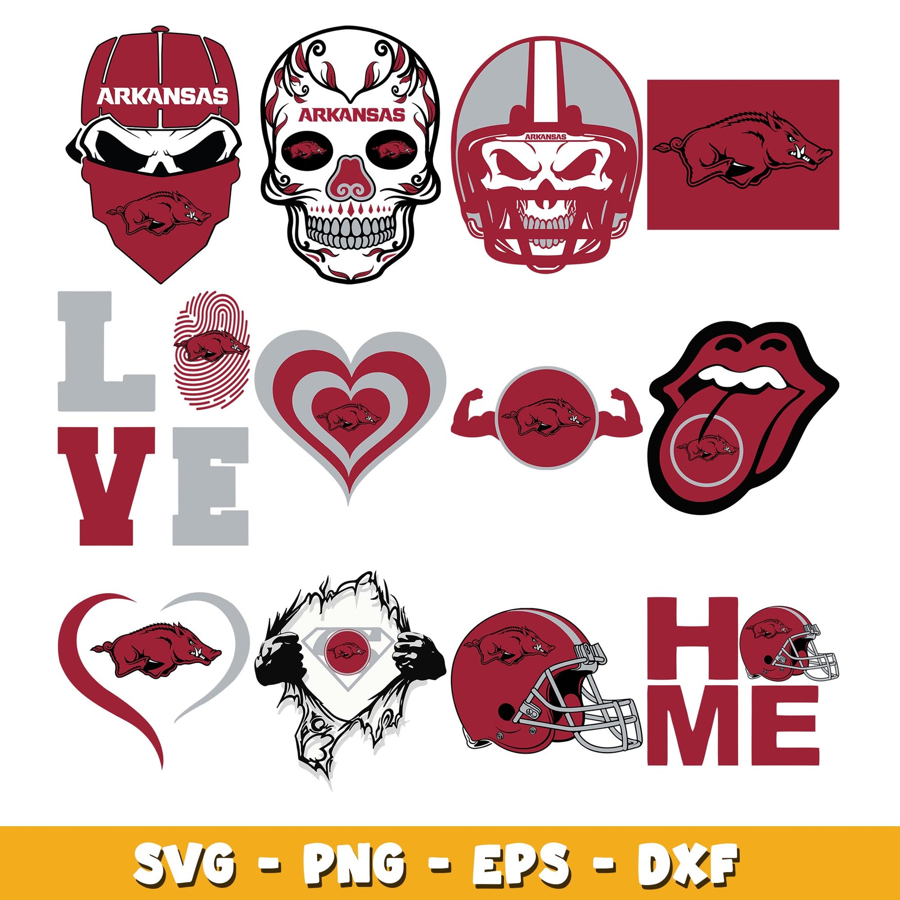 Bundle Arkansas Razorbacks love svg, Arkansas Razorbacks logo svg, ncaa svg 