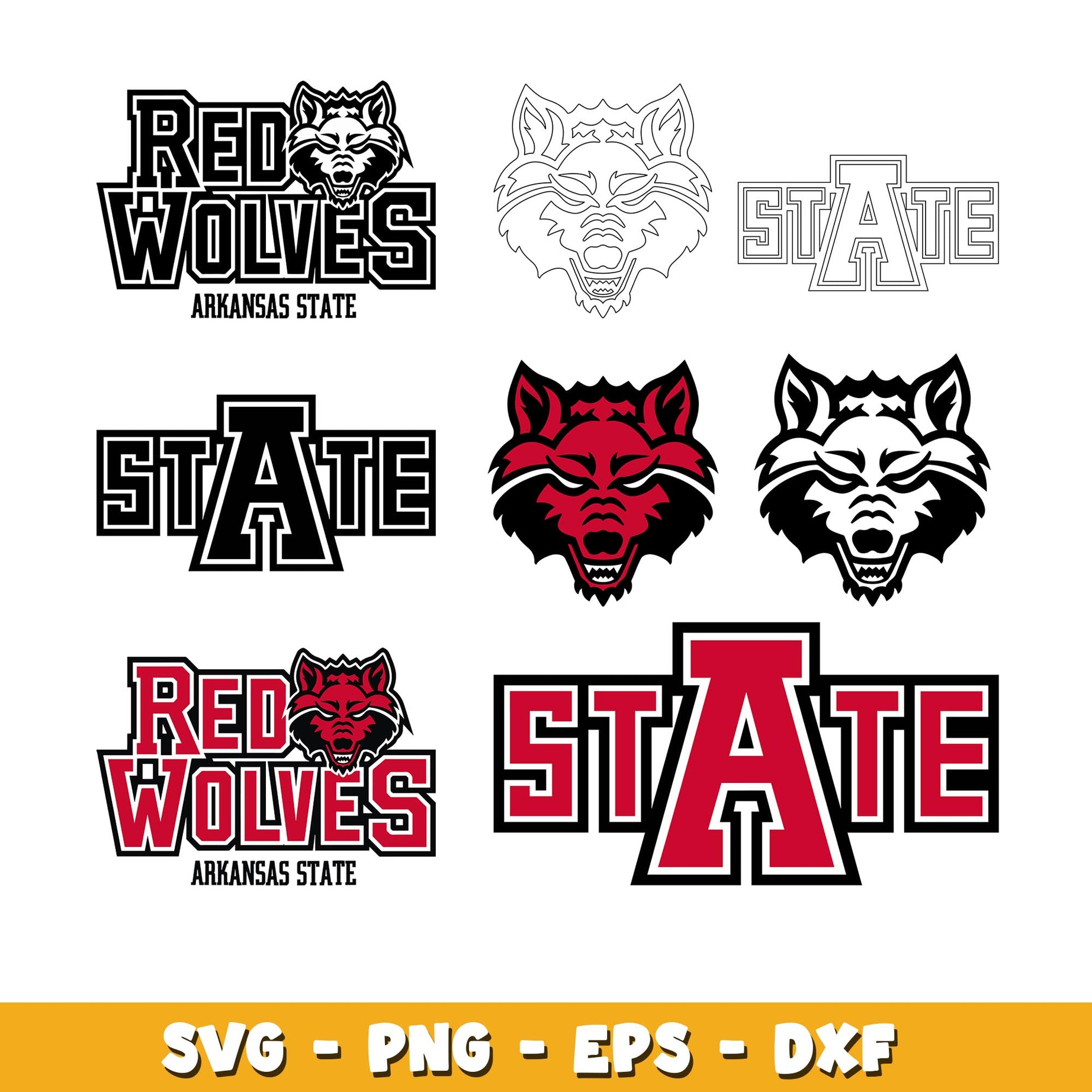 Bundle Arkansas State Red Wolves svg, Arkansas State Red Wolves logo svg, ncaa svg  