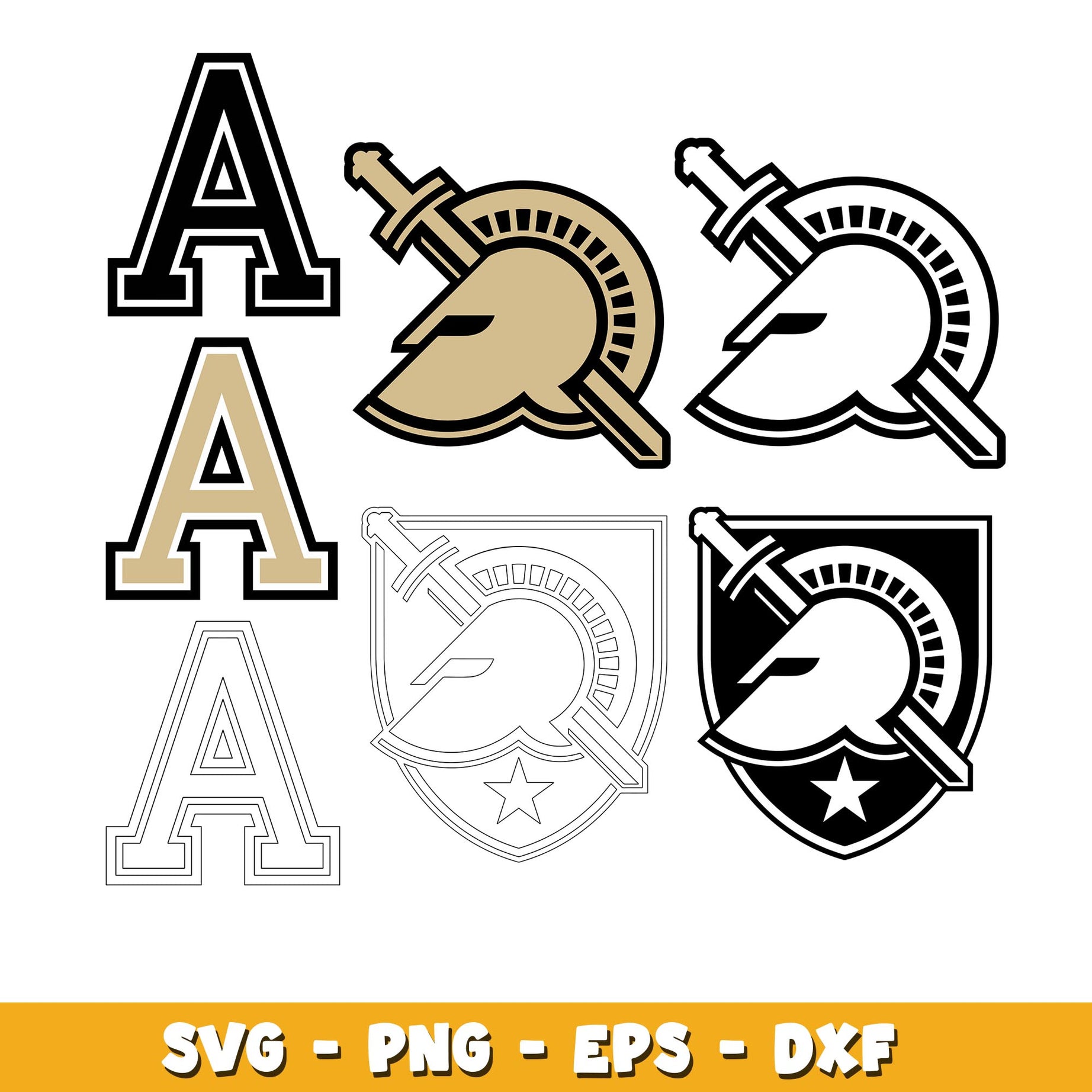 Bundle Logo Army Black Knights svg, Army Black Knights logo svg, ncaa svg  