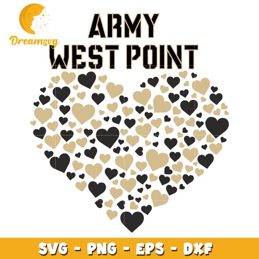 Army West Point Heart SVG PNG EPS DXF
