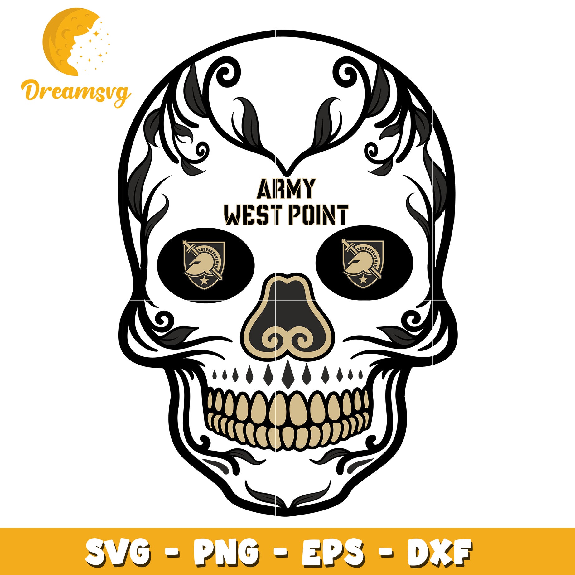 Army West Point Sugar Skull SVG Cut File