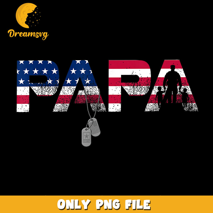 Army Papa American Flag Dog Tags PNG, Military Dad Kids, Patriotic PNG