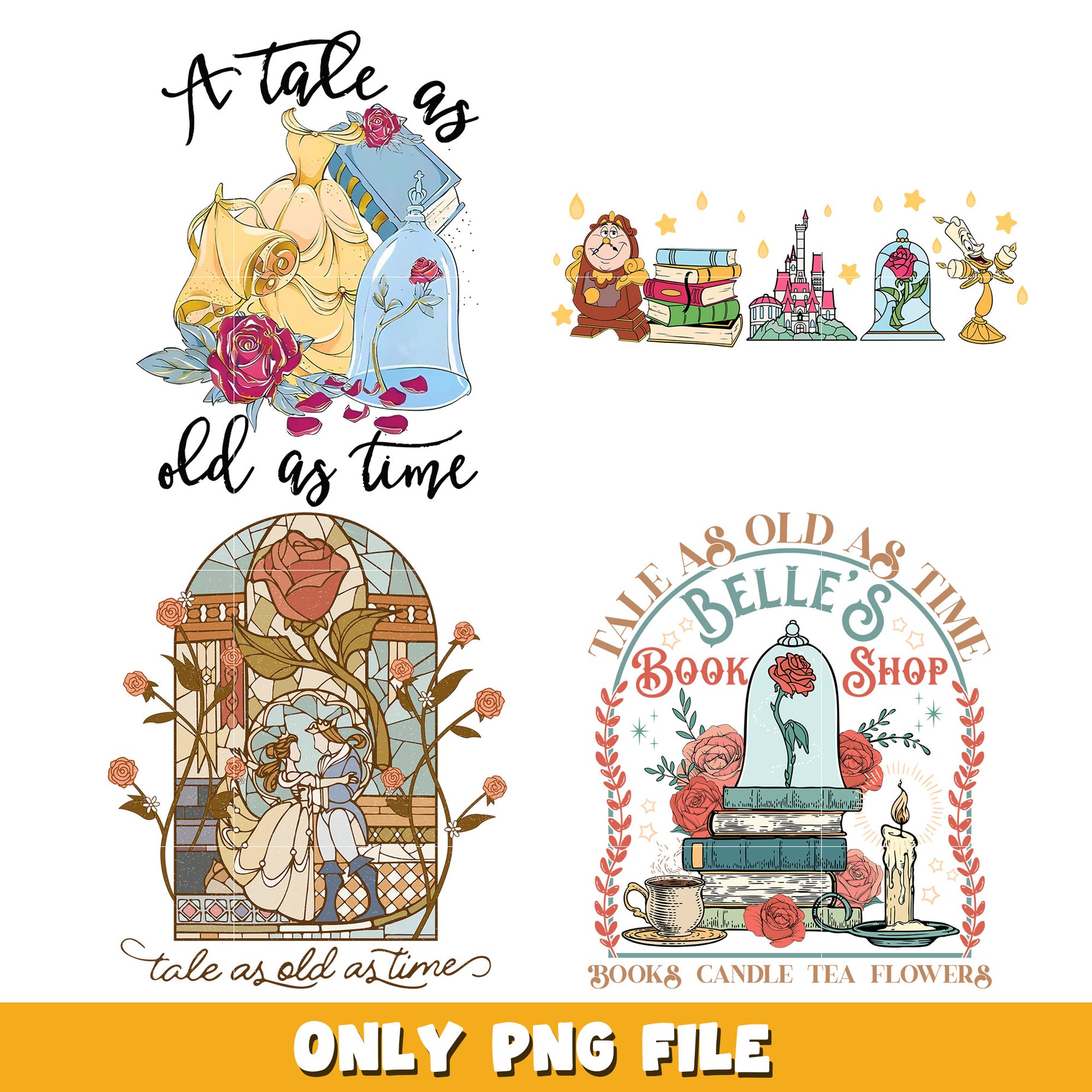 Beauty and the Beast bundle png,  Disney cartoon png, Digital download 