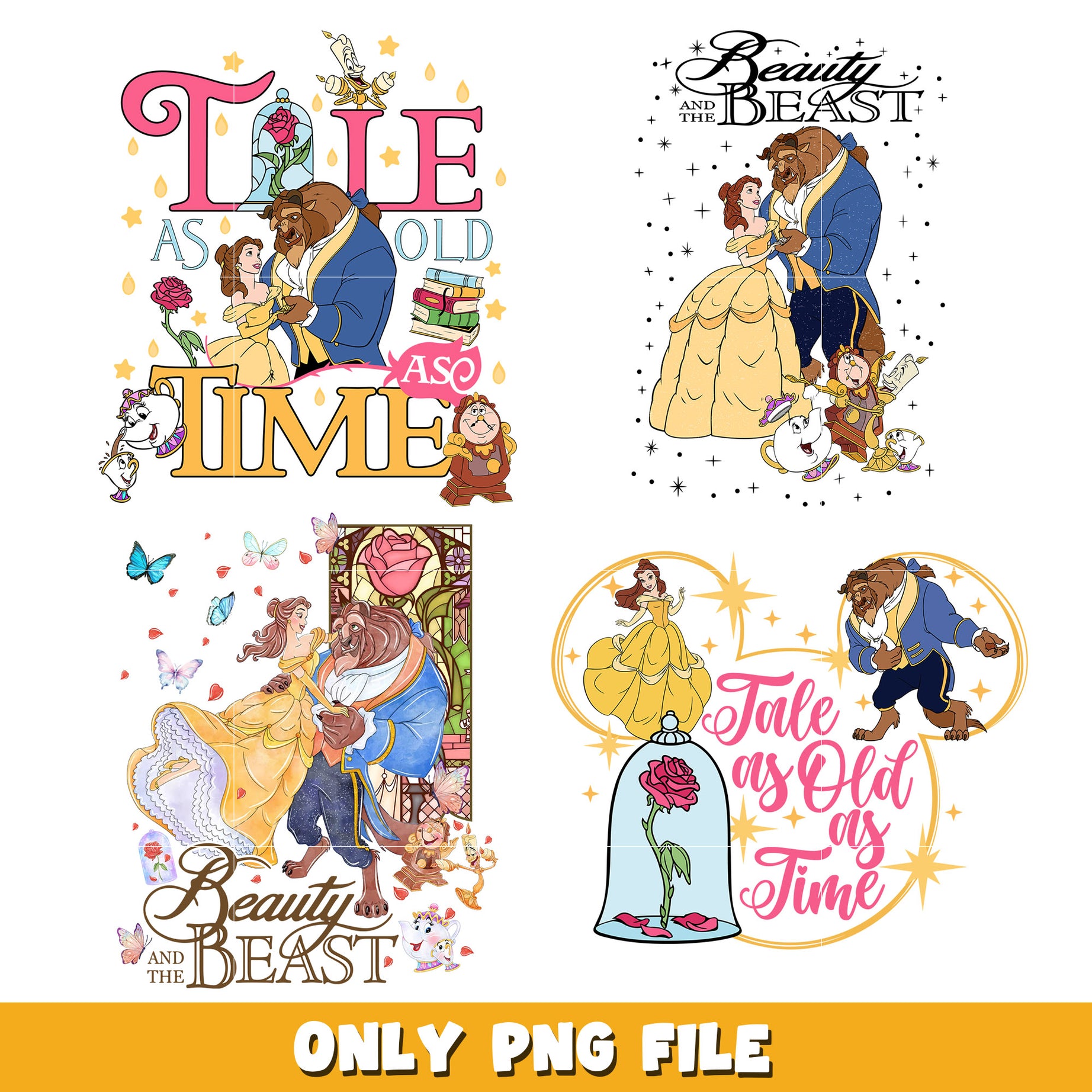 Disney Beauty and the Beast bundle png,  Disney cartoon png, Digital download 