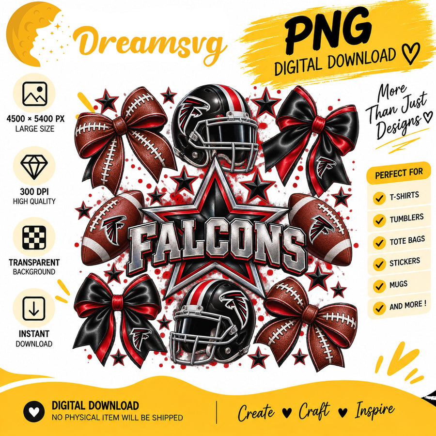 Atlanta Falcons Coquette Bow Football Helmet Stars PNG
