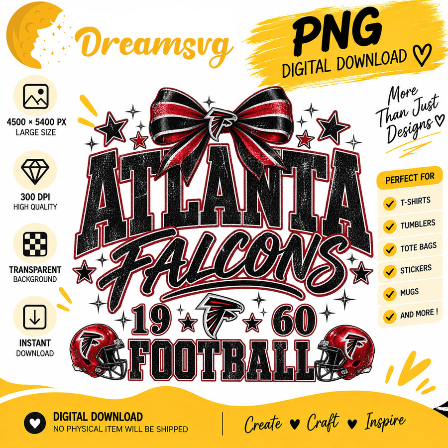 Atlanta Falcons Coquette Bow NFL Football 1960 PNG