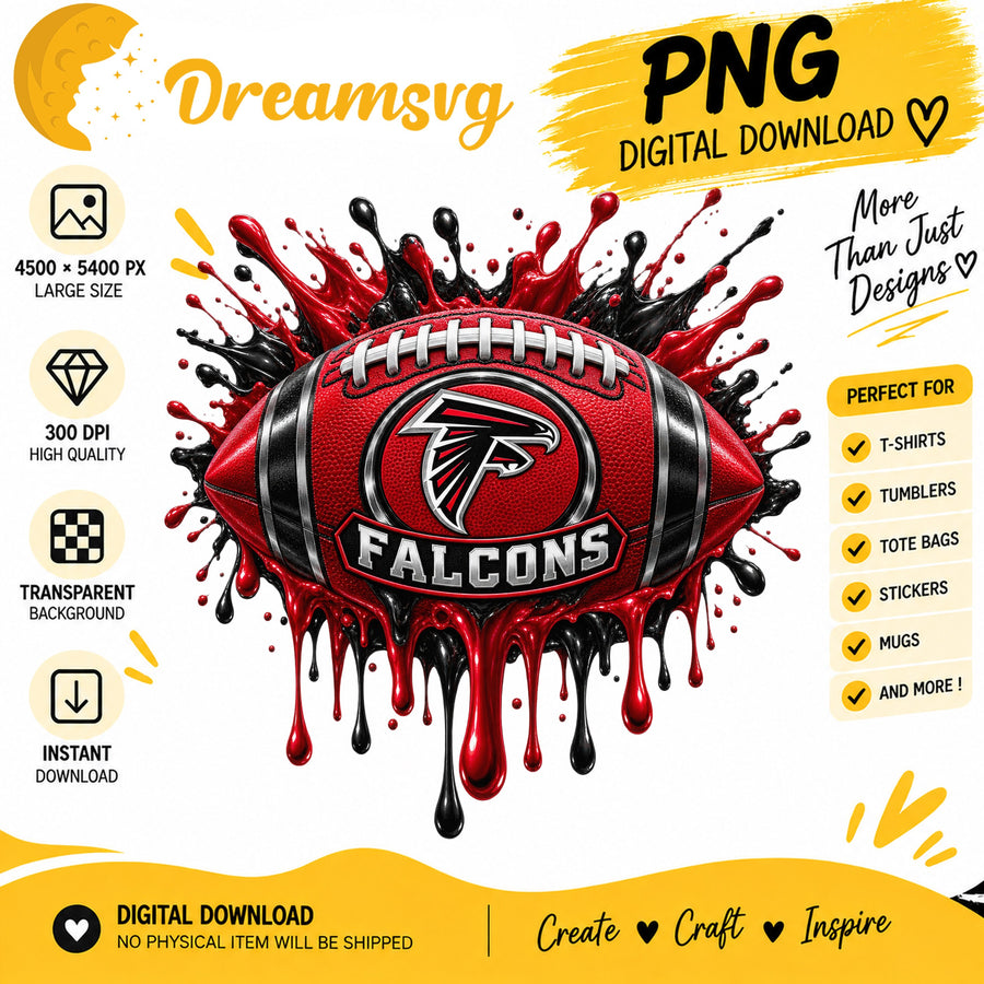 Atlanta Falcons Dripping Paint Splash Football PNG