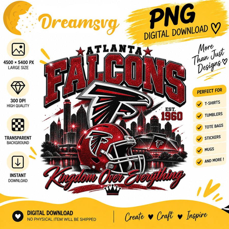 Atlanta Falcons Kingdom Over Everything EST 1960 Skyline PNG