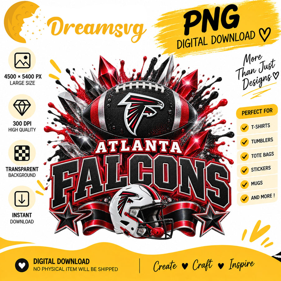 Atlanta Falcons NFL Football Helmet Crystal Splash PNG