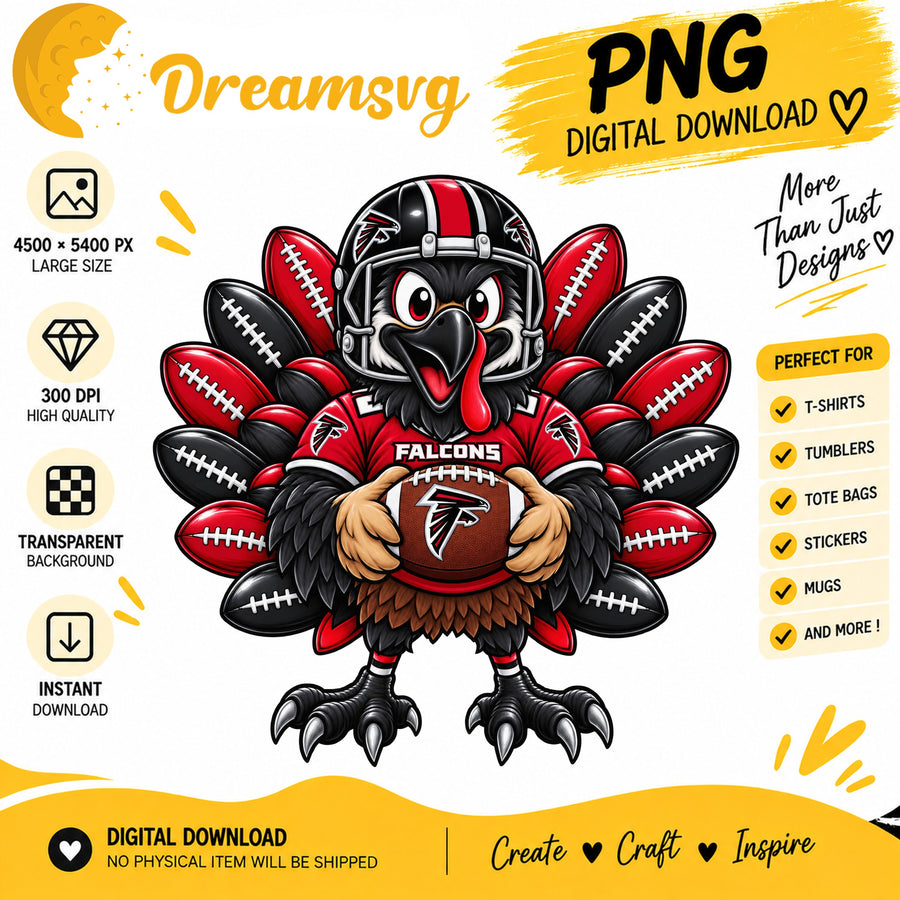 Atlanta Falcons Turkey Thanksgiving Football Fan PNG