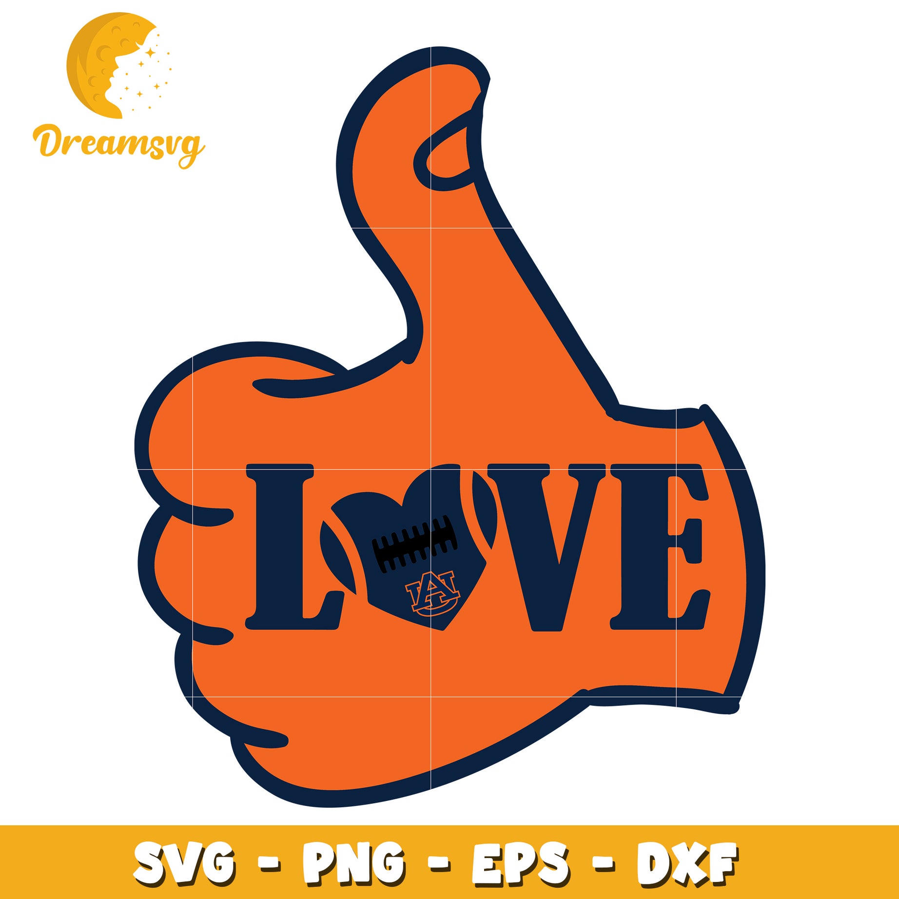Auburn Football Love Thumbs Up SVG